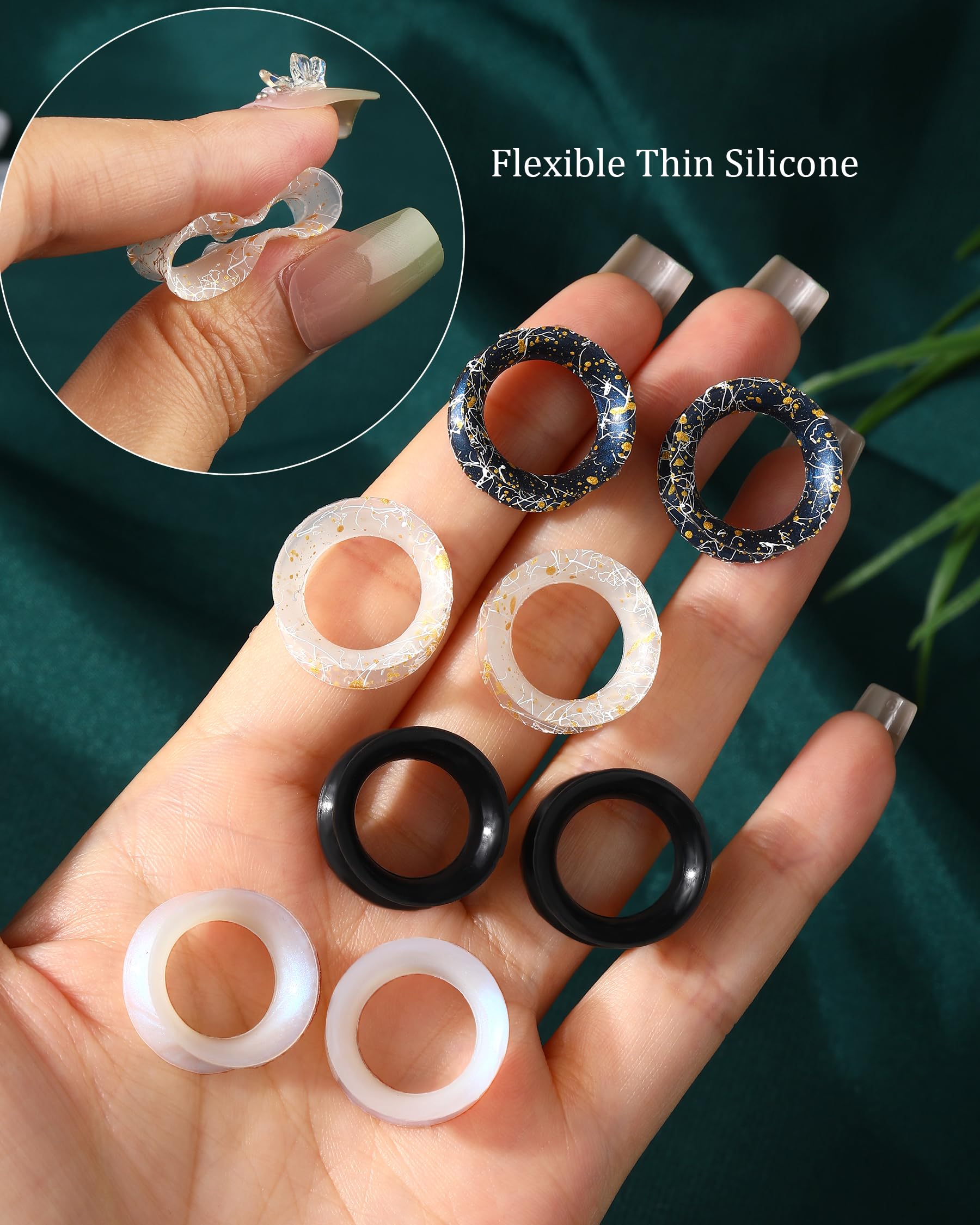 COCHARM 8PCS Soft Flexible Silicone Ear Gauges - Double Flared Tunnels & Plugs (0g, 00g, 1/2