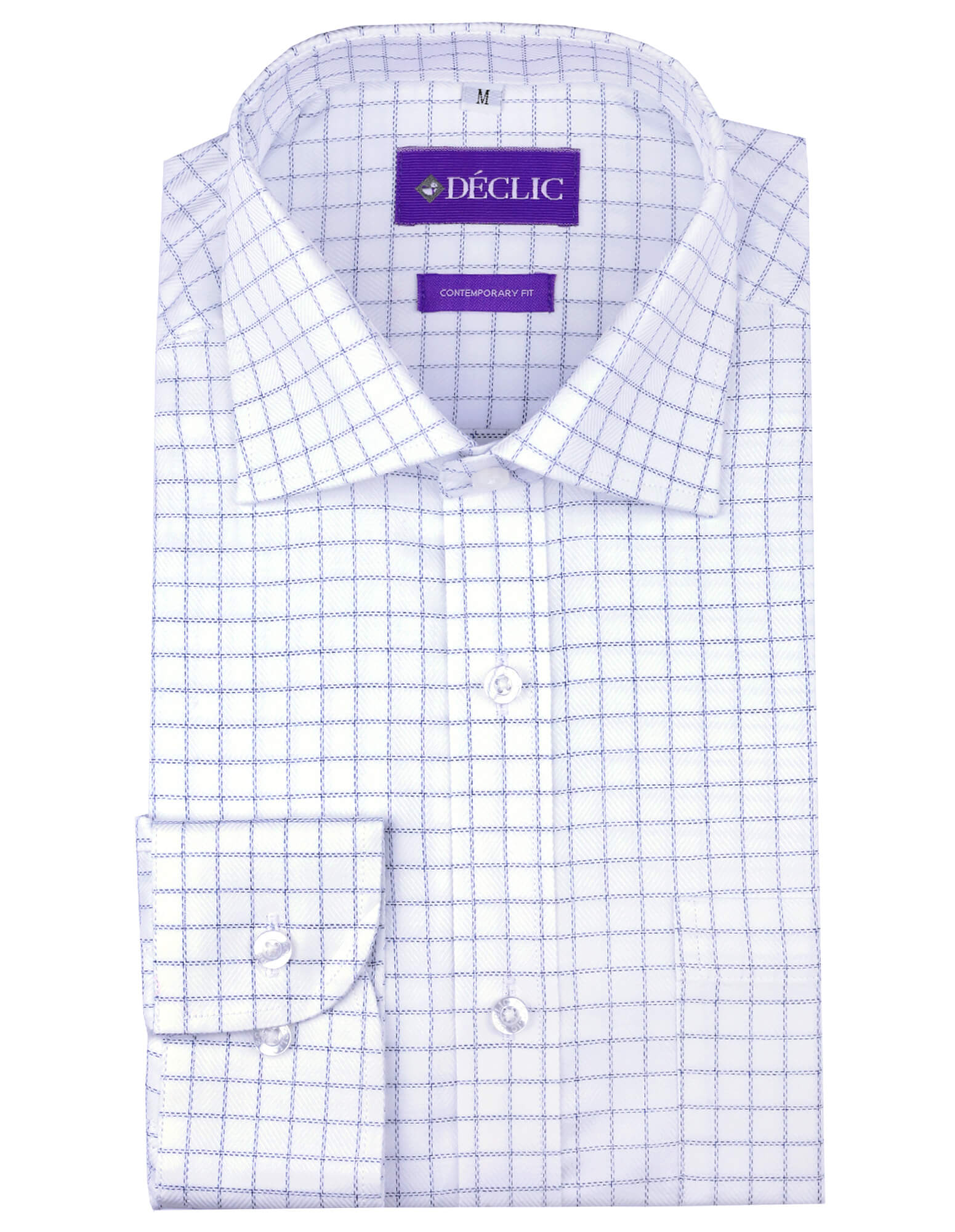 DÉCLIC Elias Check Shirt for Men - Classic White Plaid Button Down Shirt - Casual & Business Wear for Office, Date Night and Outdoor Activities
