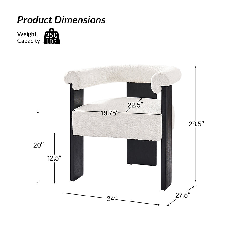 Fedor Boucle Dining Chair - Modern Upholstered Accent Chair for Kitchen, Dining Room, or Office - Soft Velvet Fabric & Sturdy Metal Legs - Elegant Home Decor & Comfortable Seating Solution