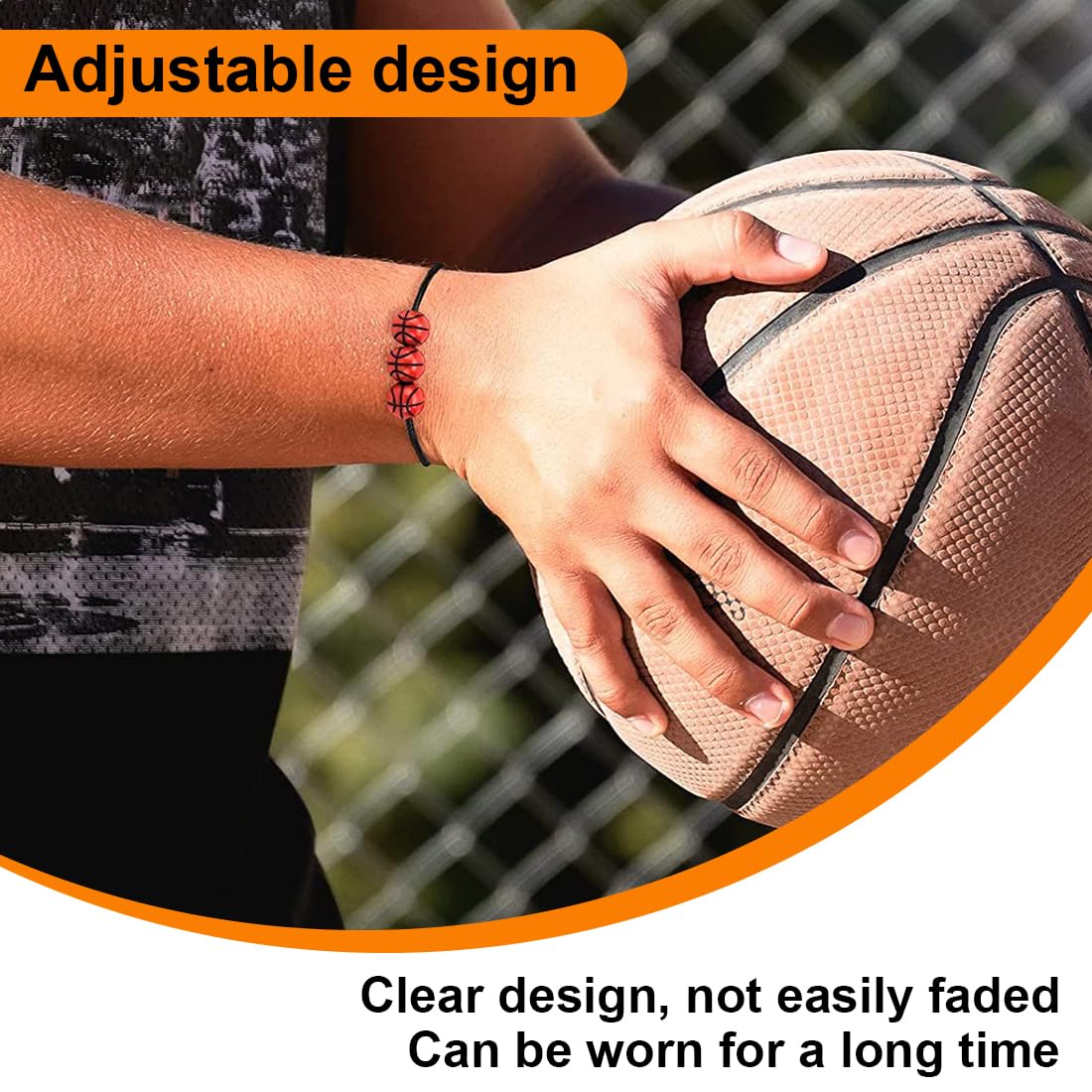 WeddHuis 10Pcs Adjustable Basketball Bracelets for Kids Teens Adults - Game Day Sports Accessories