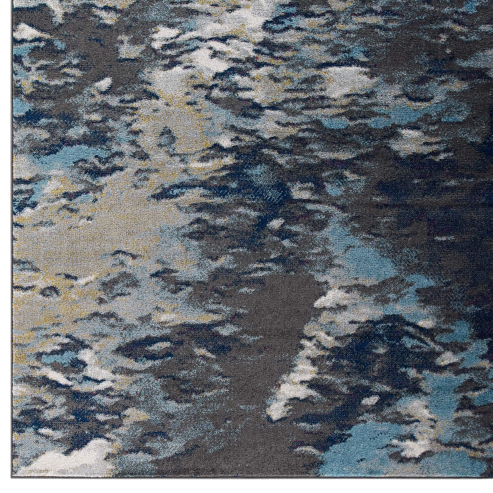 Modern Contemporary Urban Design Blue Area Rug - Soft Fabric Living Room Carpet for Lounge, Hallway Runner - Perfect for Home Decor, Bedroom, Office & Dorm