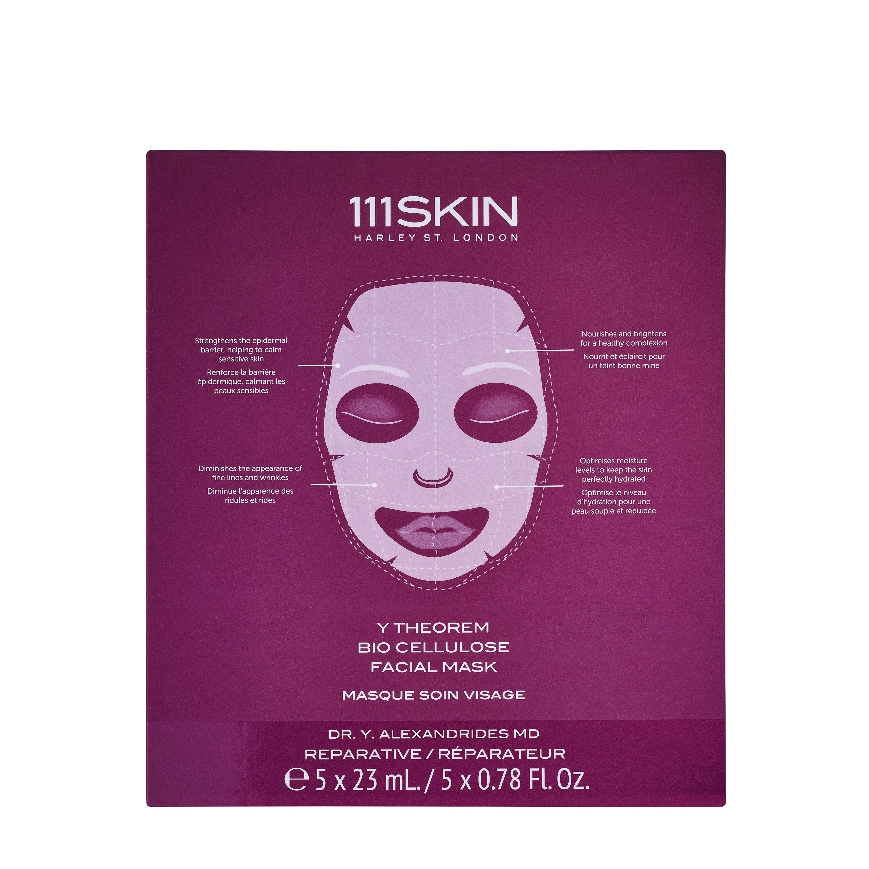 111Skin Y Theorem Bio Cellulose Facial Mask Box - Anti-Aging & Hydrating Face Mask for Glowing Skin - Perfect for Spa Night & Self-Care Routine
