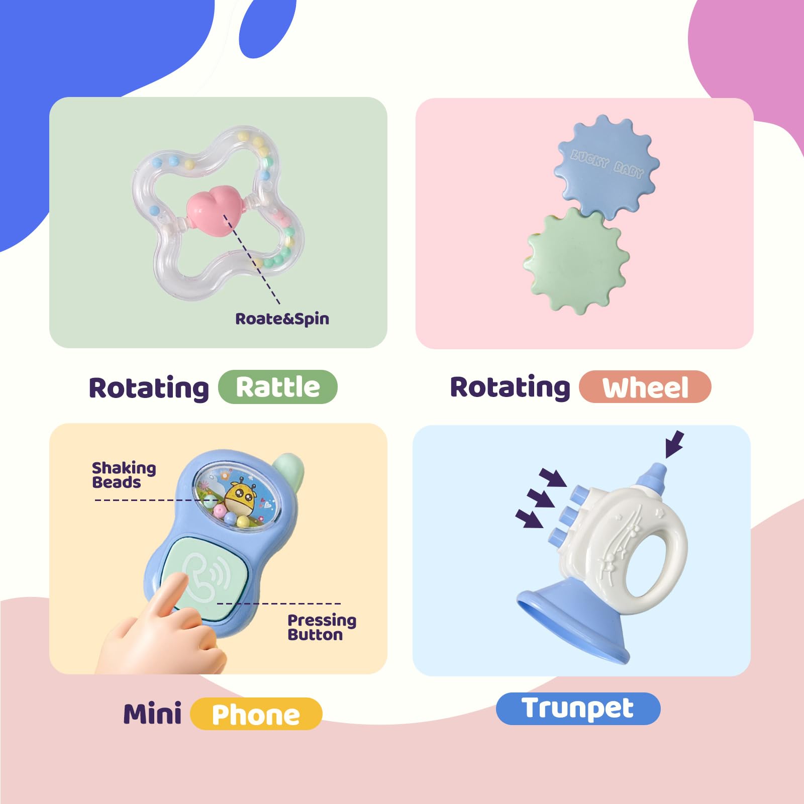 13PCS Baby Rattles & Teething Toys for 0-12 Months - Soft Infant Developmental Toys with Storage Case - Perfect Newborn Christmas Gift for Boys & Girls - Ideal for Playtime, Sensory Development & Soothing Teething Pain