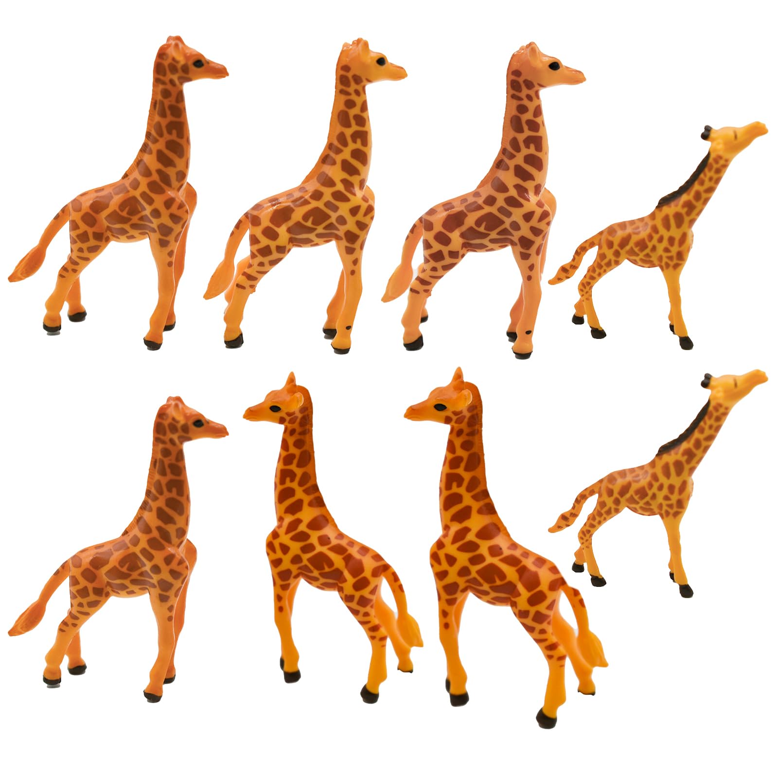 8Pcs Miniature Giraffe Figurines - 3 Inch Mini Safari Wild Jungle Animal Figures Set - Resin Cake Toppers for DIY Moss Succulent Landscape Terrarium - Perfect for Birthday Party Decorations, Home Decor, and Kids' Safari Themed Playroom