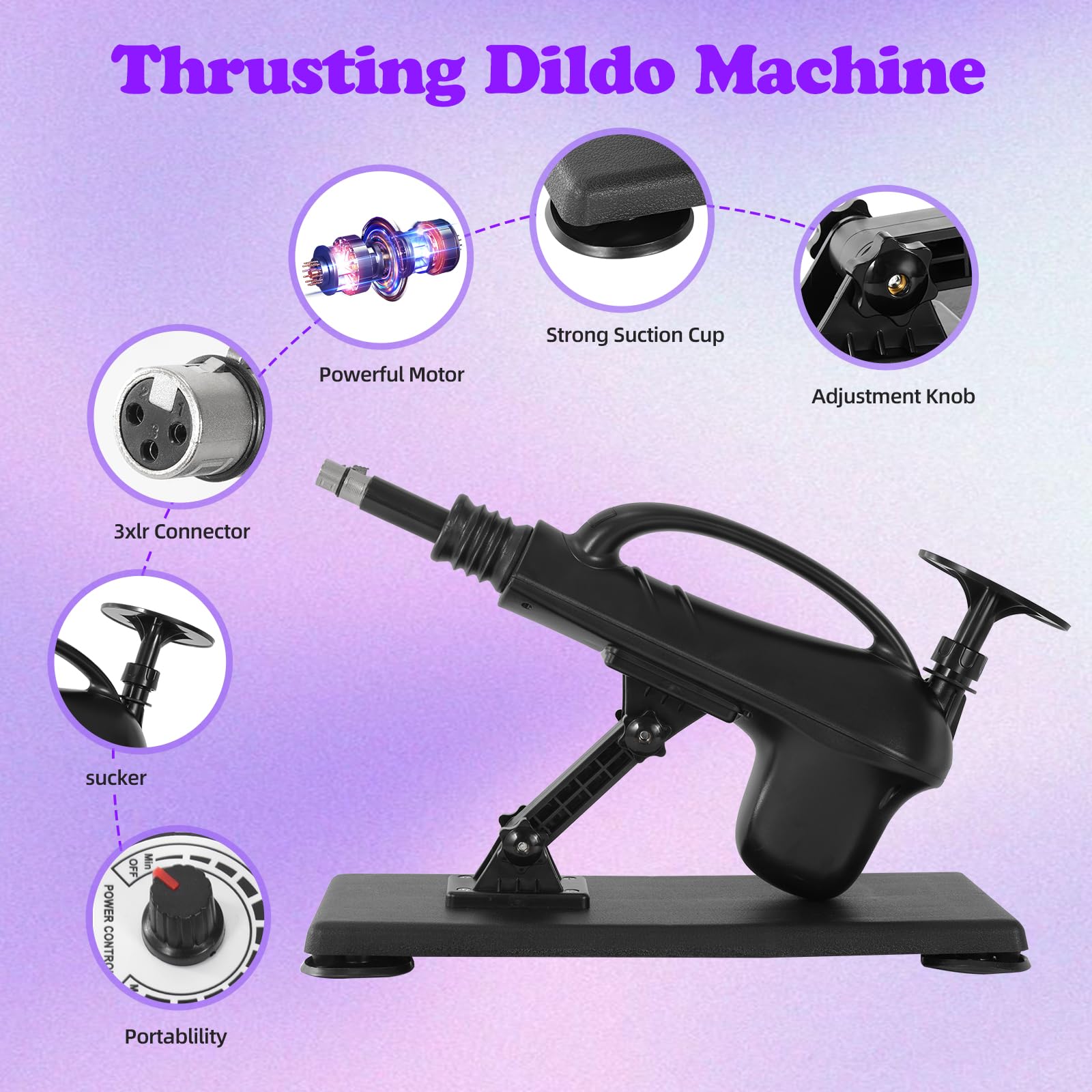 Heating & Vibrating Dildo Sex Machine with Suction Cup - Automatic Thrusting Device for G Spot & Anal Stimulation - Adult Sex Toy with 3 XLR Connector - Perfect for Solo Play & Couples' Intimate Moments