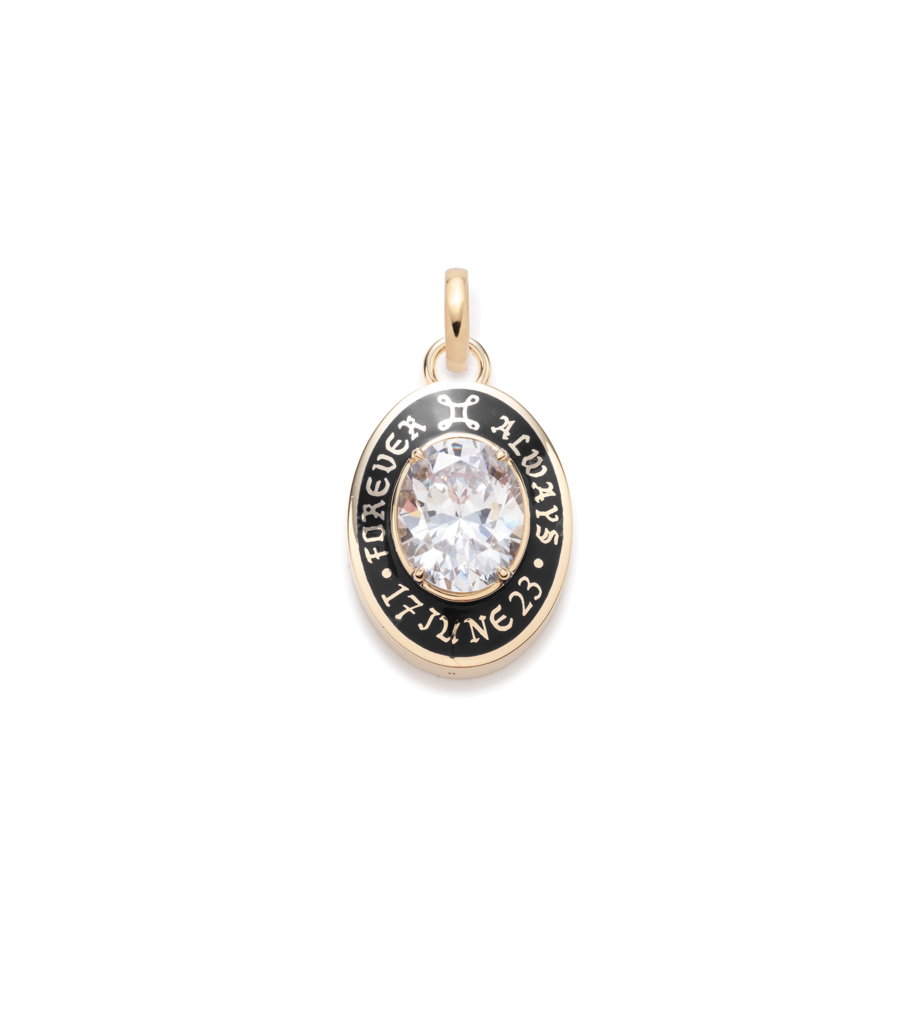 True Love Cigar Band Pendant Necklace - 14K Yellow Gold & Black Ceramic with Diamond Accents | Elegant Jewelry Gift for Women, Anniversary, Wedding, Special Occasions