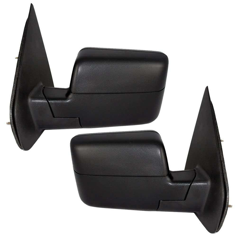 Brock Replacement Power Side Mirrors for 2007-2008 Ford F-150 - Textured Black Heated Signal Manual Folding Mirrors (Driver & Passenger) - Perfect for Off-Roading, Towing & Daily Commuting