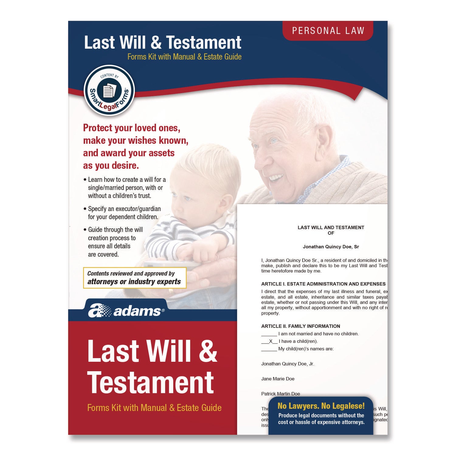 Adams® Last Will and Testament Digital Forms Kit - Printable Legal Will Templates with Manual & Estate Planning Guide (8.5