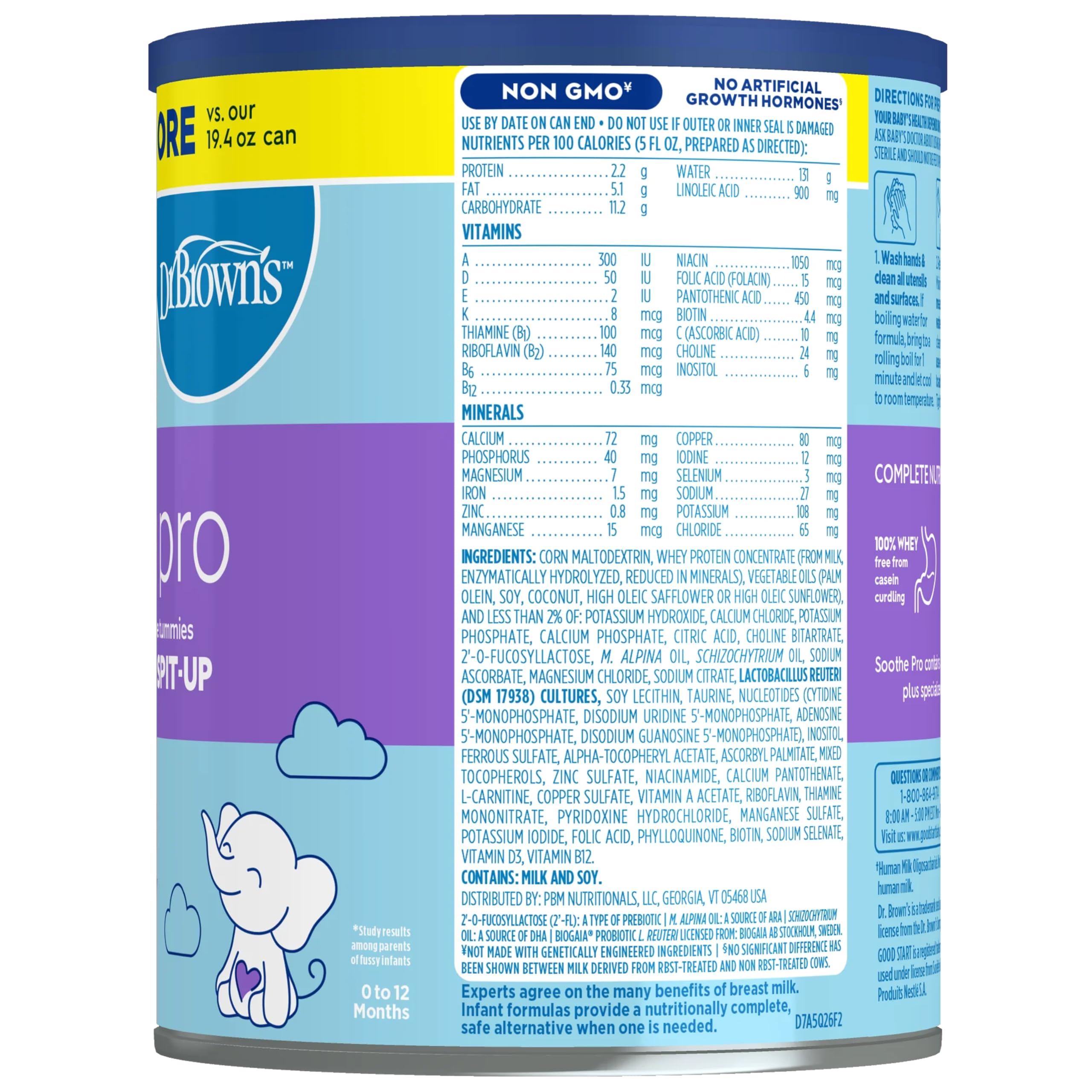 Dr. Brown's Good Start Baby Formula Powder, 30.6 Ounce & Natural Flow Anti-Colic Wide-Neck Baby Bottle Set - Designer Edition Dino Decos, 9oz/270mL, Level 1 Nipple, 2-Pack (0m+) - Gentle Nutrition for Newborns & Colic Relief for Happy Feeding Time