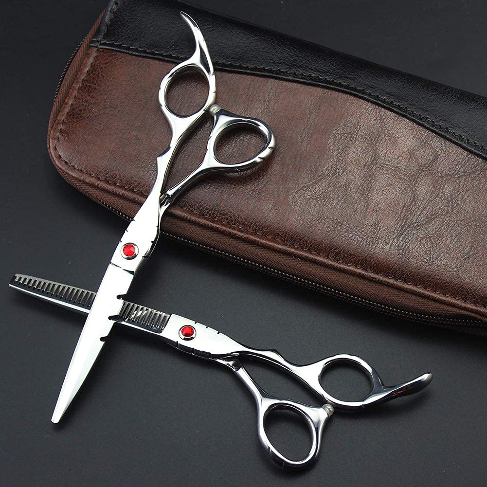 Professional 6 Inch Hair Cutting Scissors - 440C Stainless Steel Japanese Salon Shears for Hairdressers - High Hardness Hairdressing & Thinning Shears (Red) - Perfect for Salon Styling, Home Haircuts & Professional Grooming