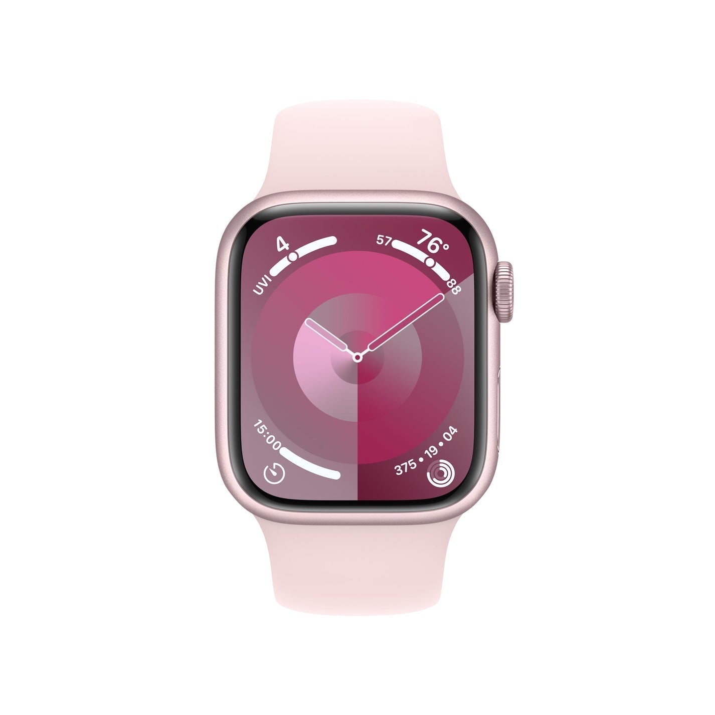 Apple Watch Series 9 (GPS) 45mm Pink Aluminum Case with Light Pink Sport Band S/M (MR9G3LL/A) - Smartwatch for Fitness Tracking, Heart Rate Monitoring & iPhone Connectivity - Perfect for Running, Swimming & Daily Wear