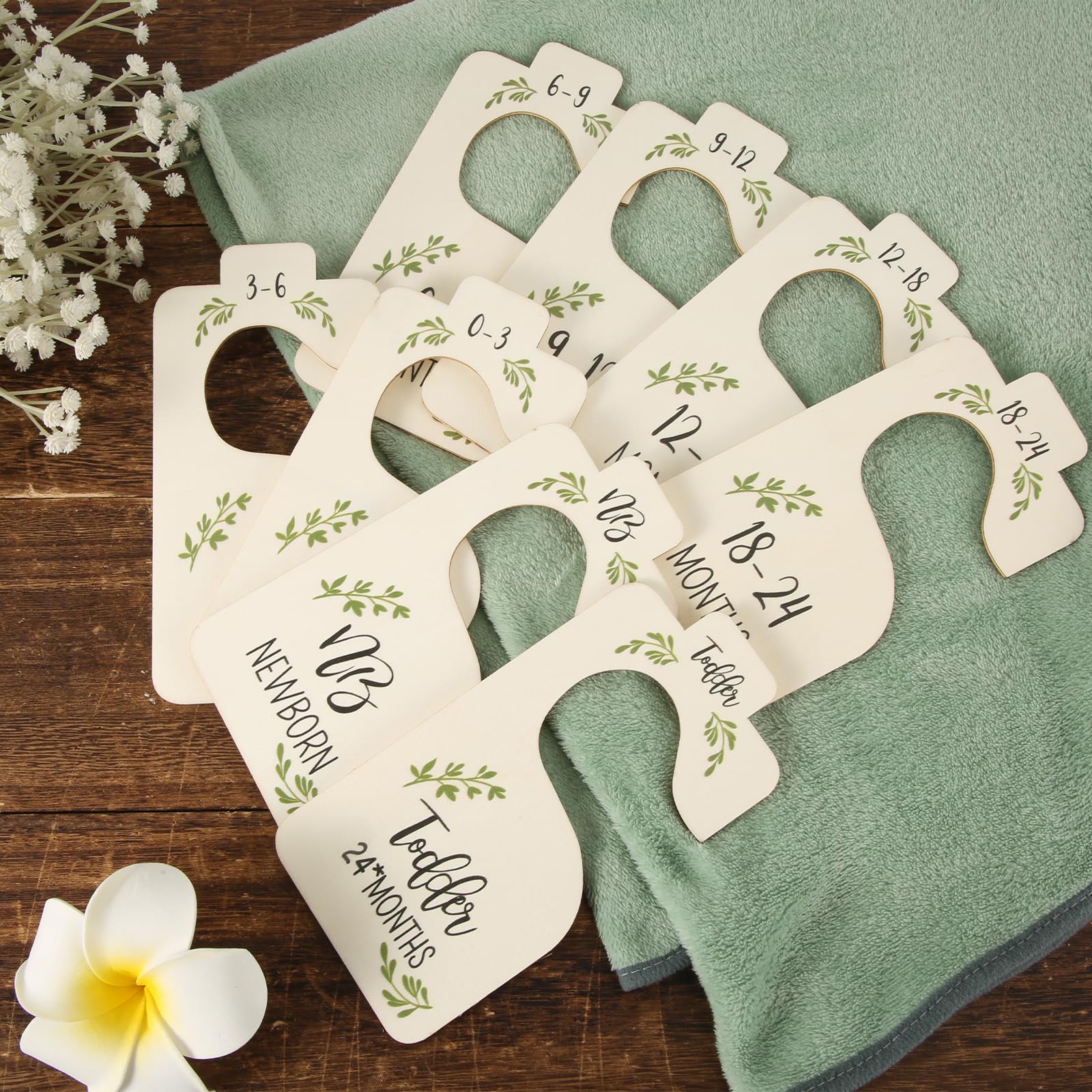 8-Piece Baby Closet Dividers Set - Wooden Nursery Clothes Organizer with Double-Sided Labels (Newborn to Toddler) - Perfect for Nursery Organization & Wardrobe Decoration - Ideal for Baby Shower Gifts & Kids Room Storage Solutions
