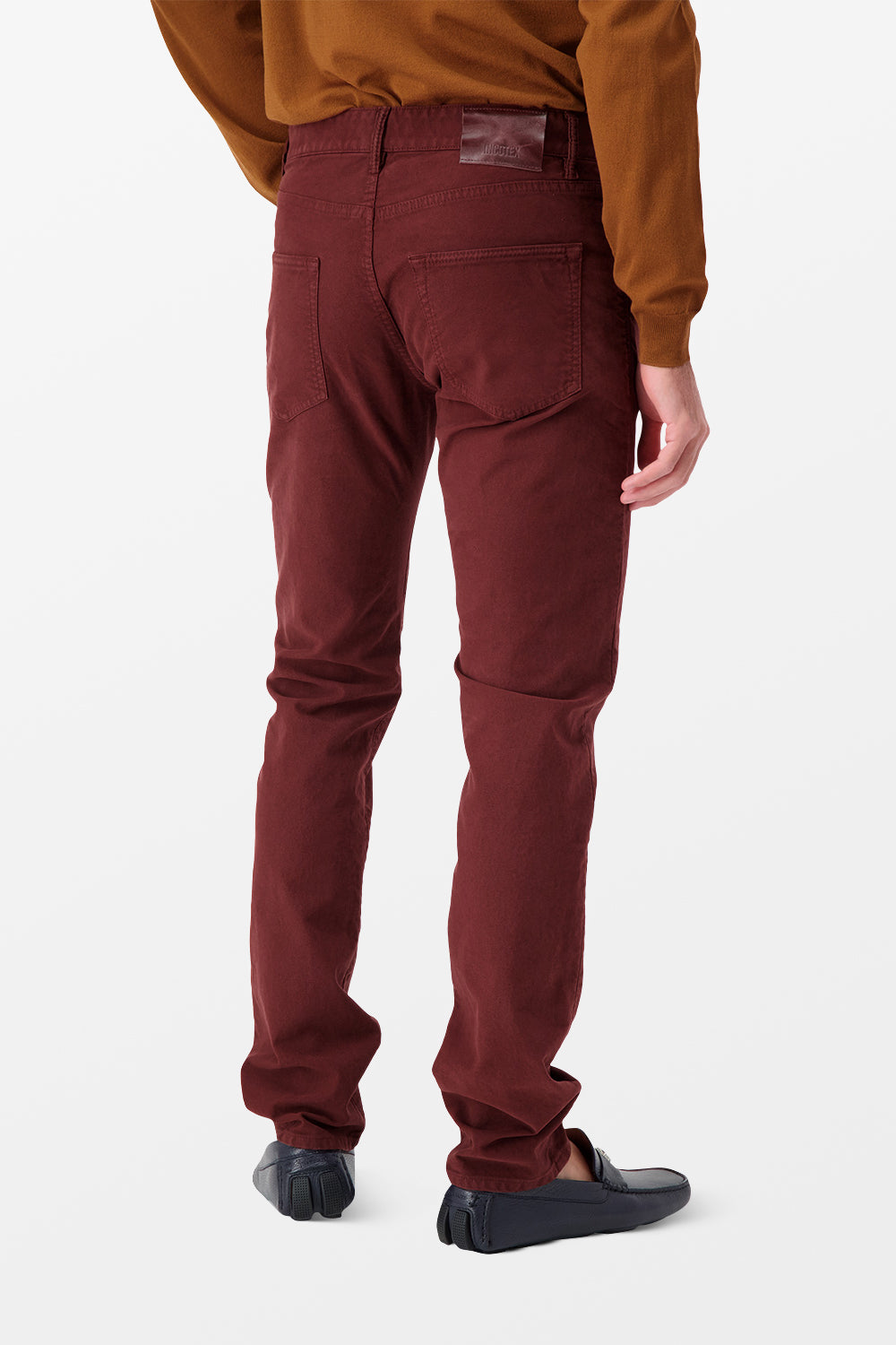 Incotex Burgundy Casual Trousers for Men | Comfortable Slim Fit Pants | Perfect for Office, Travel & Everyday Wear