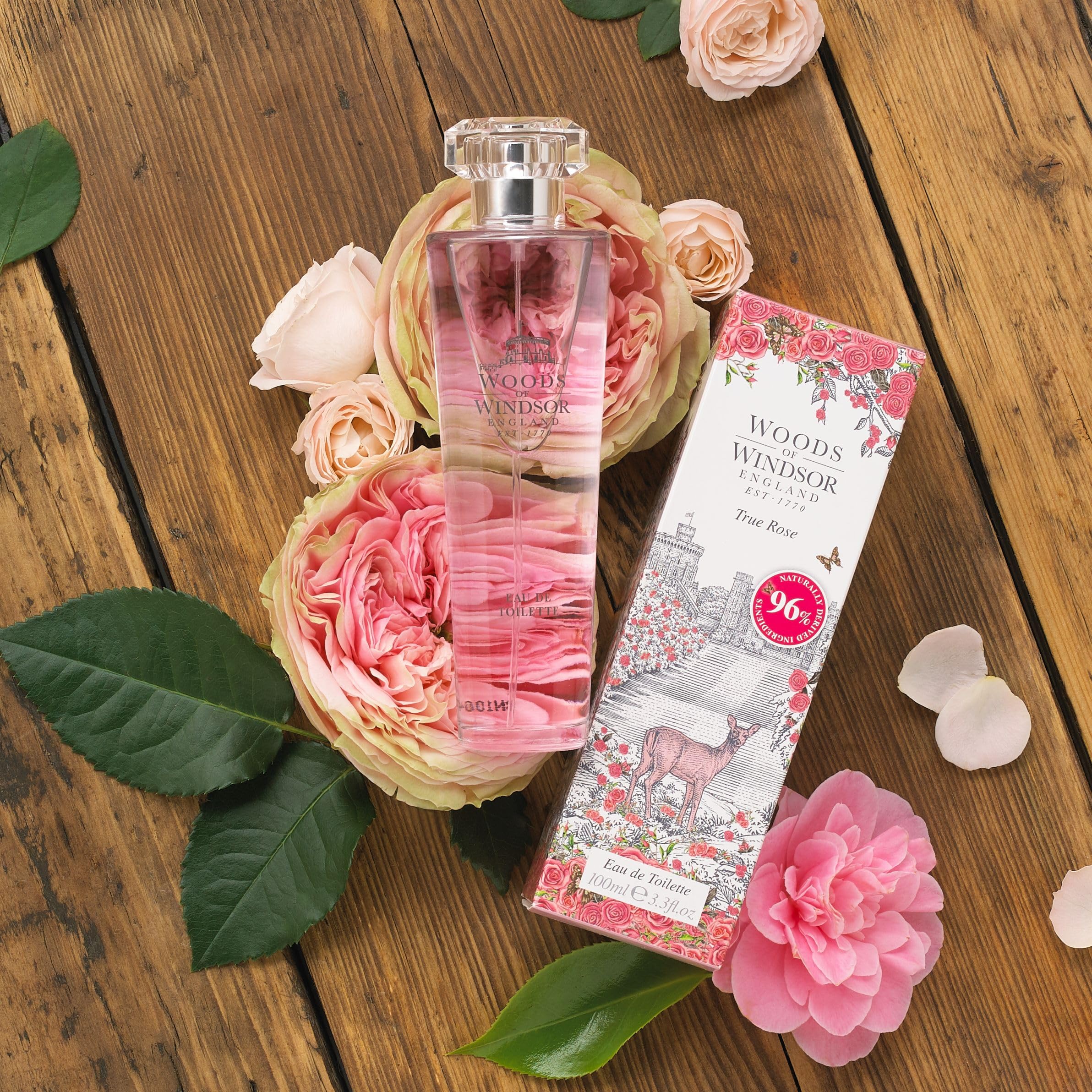 Woods of Windsor True Rose Eau de Toilette for Women | Floral Perfume with Violet Leaf & Rose Otto Notes | 100ml Long-Lasting Rose Scent | Perfect for Date Nights, Weddings & Special Occasions