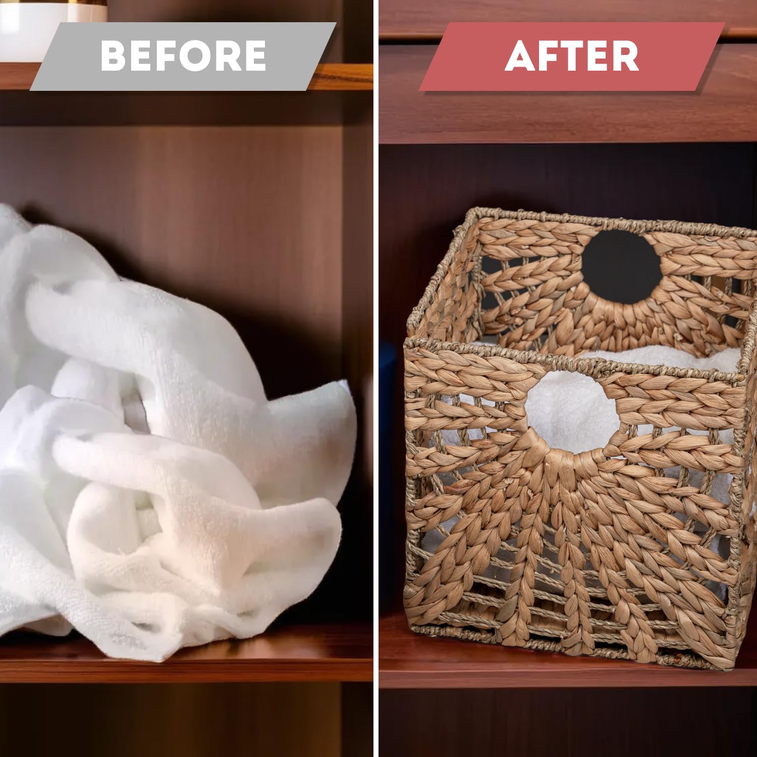 Handwoven Water Hyacinth Storage Basket - 12