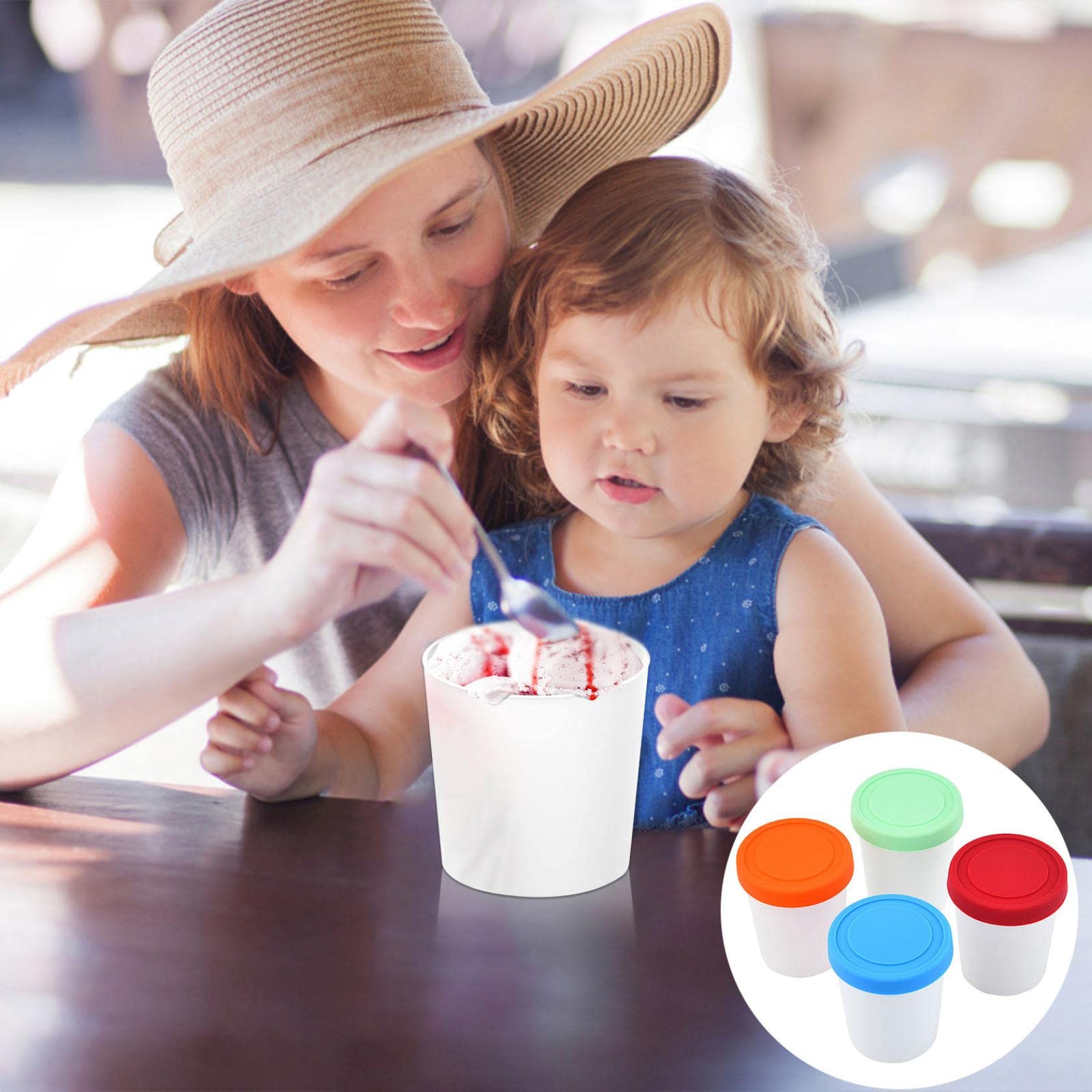 Reusable Ice Cream Containers with Lids - Leakproof & Frost-Free Storage Bowls for Homemade Ice Cream | Perfect for Freezer Storage, Dessert Serving & Party Snacks
