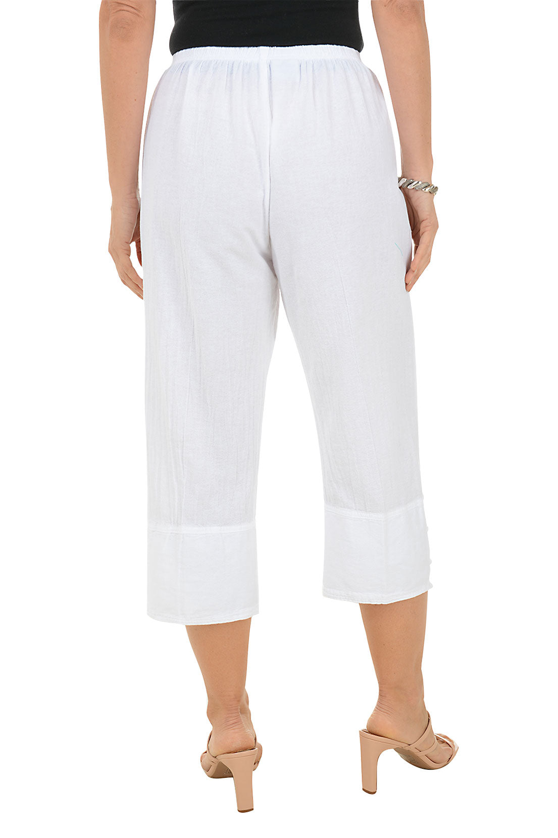 Crinkle Cabana Capri Pants for Women - Comfortable Summer Beachwear, Casual Lounge Pants for Vacation & Travel