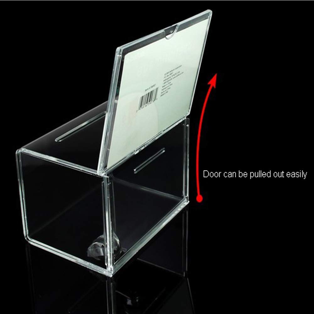 Locking Clear Acrylic Donation Box with Sign Holder - Secure Ballot Collection & Suggestion Box for Voting, Fundraising, Churches, Schools & Events (Model YGB-004)