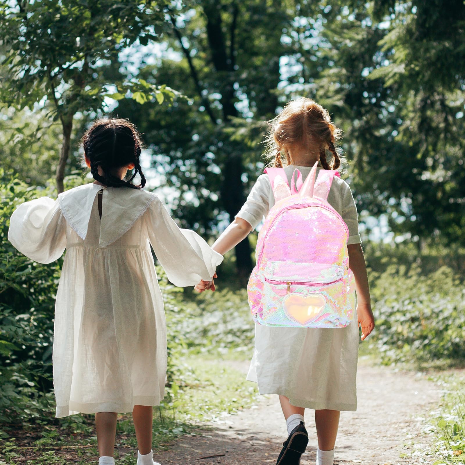Sparkly Unicorn Backpack with Hair Ball for Girls & Teens - Glitter Rose Pink, Perfect for School, Travel & Birthday Gifts | TENDYCOCO TJ5AUMZUL6B011Z280G11B1B