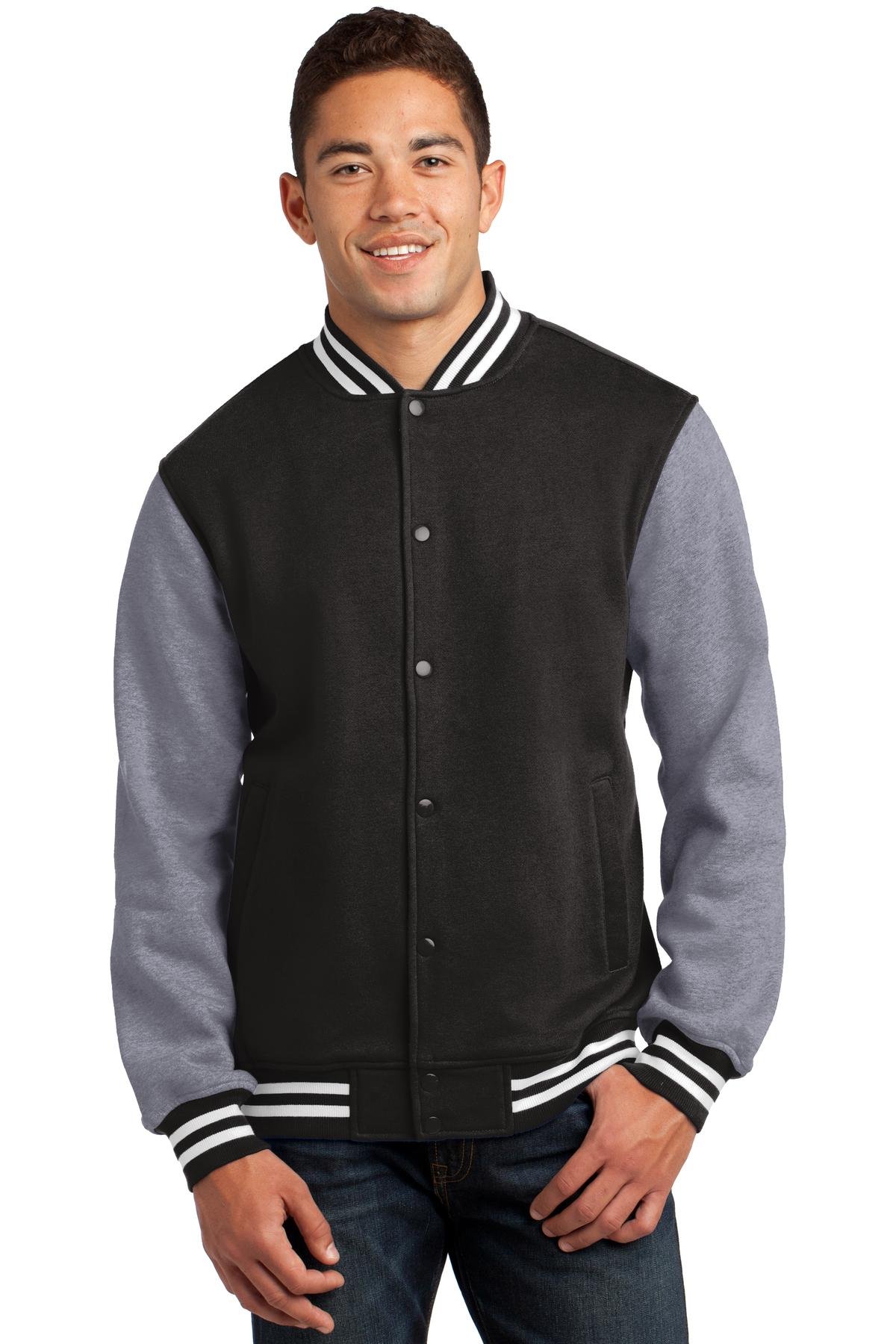 Sport Tek Men's Fleece Letterman Jacket - Warm Varsity Style Pullover for Casual Wear & Outdoor Activities | Perfect for School, Sports & Winter Fashion