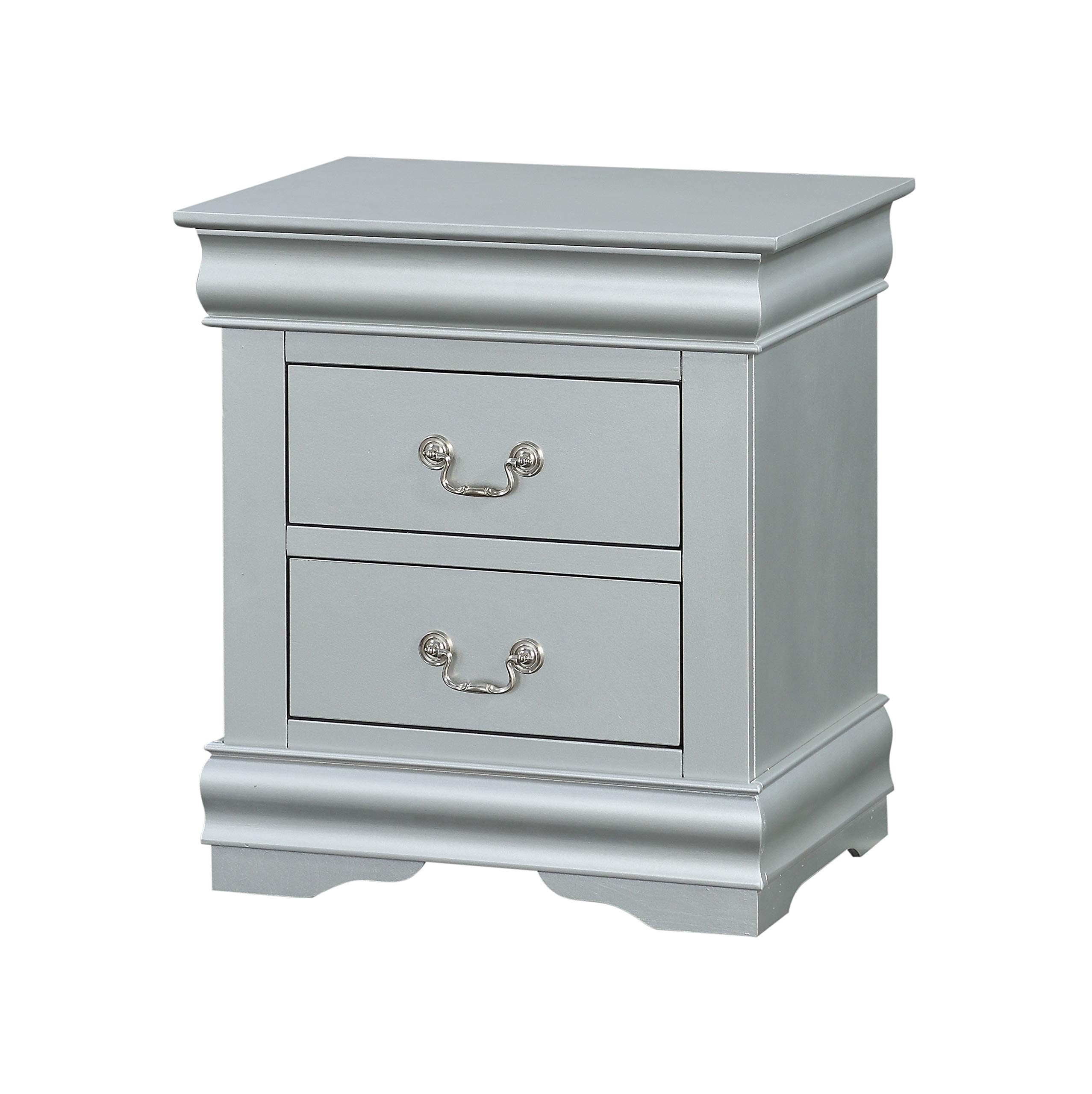 Harper & Bright Designs 2-Drawer Nightstand - Small Dresser & Bedside Table with Storage for Bedroom, Living Room, College Dorm - Silver | Perfect for Compact Spaces & Modern Decor