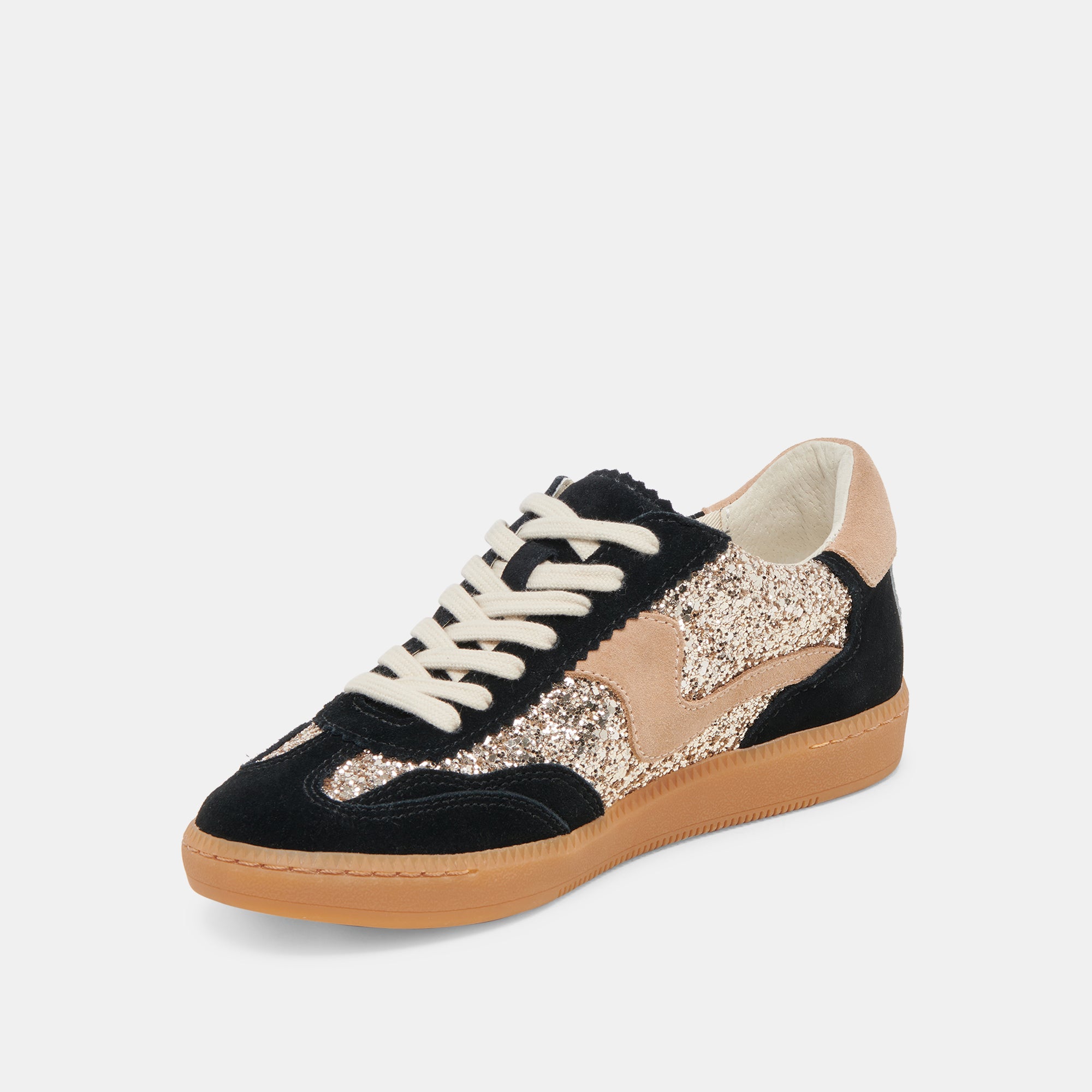 Black Gold Glitter Notice Sneakers - Fashionable Women's Casual Shoes for Running, Walking & Gym Workouts