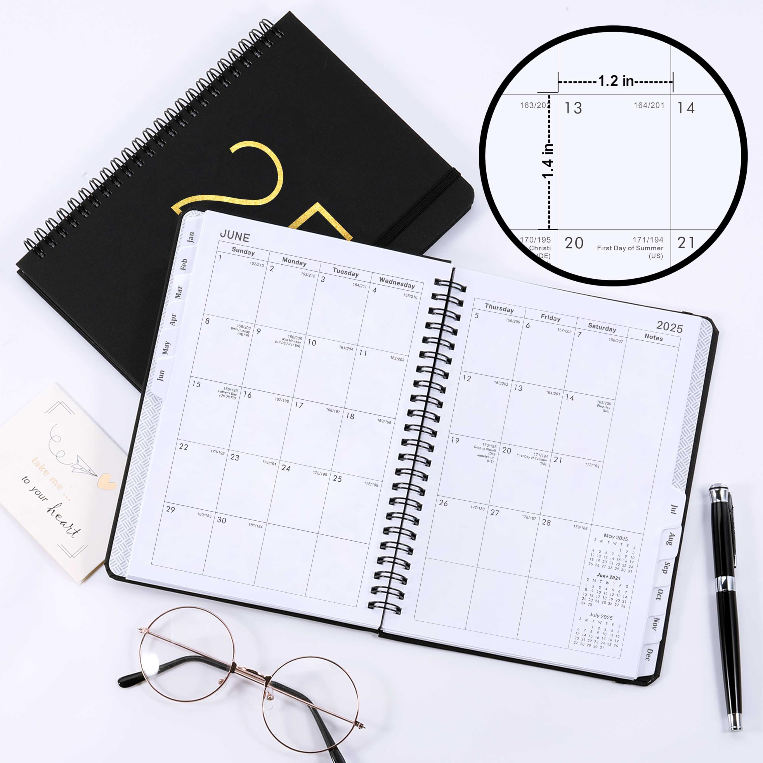 2025 Weekly & Monthly Planner - Jan 2025 to Dec 2025 Calendar Organizer with Tabs, Inner Pocket, 6.4