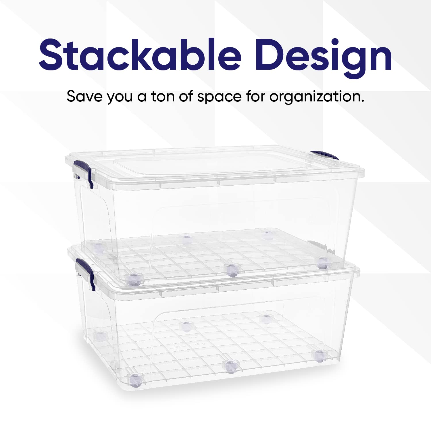 Superio 60 Quart Clear Storage Bin with Lids - Large Stackable Plastic Container with Wheels for Home Organization, Garage Storage & Closet (Ideal for Seasonal Decor, Toys, and Household Items)