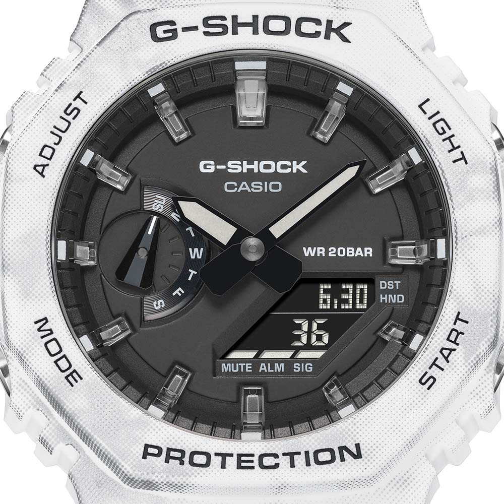G Shock GAE2100GC 7A Grunge Snow Camo Digital Watch - Rugged Military Style Sports Watch for Men - Perfect for Outdoor Adventures, Hiking & Extreme Sports