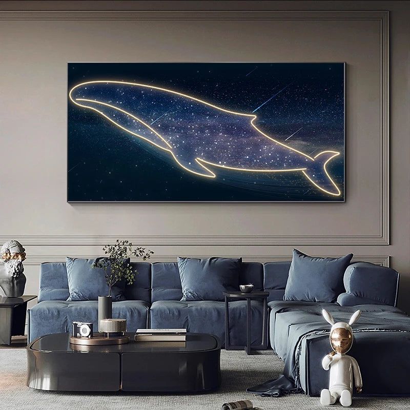 Whale LED Wall Lamp - Modern Art Decor Lighting for Living Room, Bedroom & Office - Energy-Efficient Dimmable Ambient Light