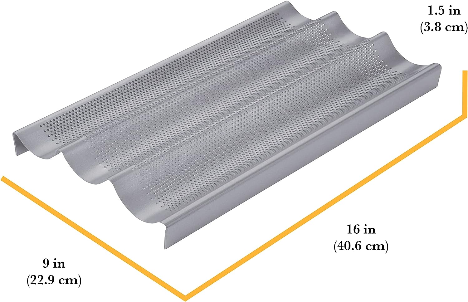 Chicago Metallic Perforated Baguette Pan - Professional Non-Stick French Bread Baking Tray for Homemade Artisan Loaves | Perfect for Home Bakers, Restaurants & Bakeries