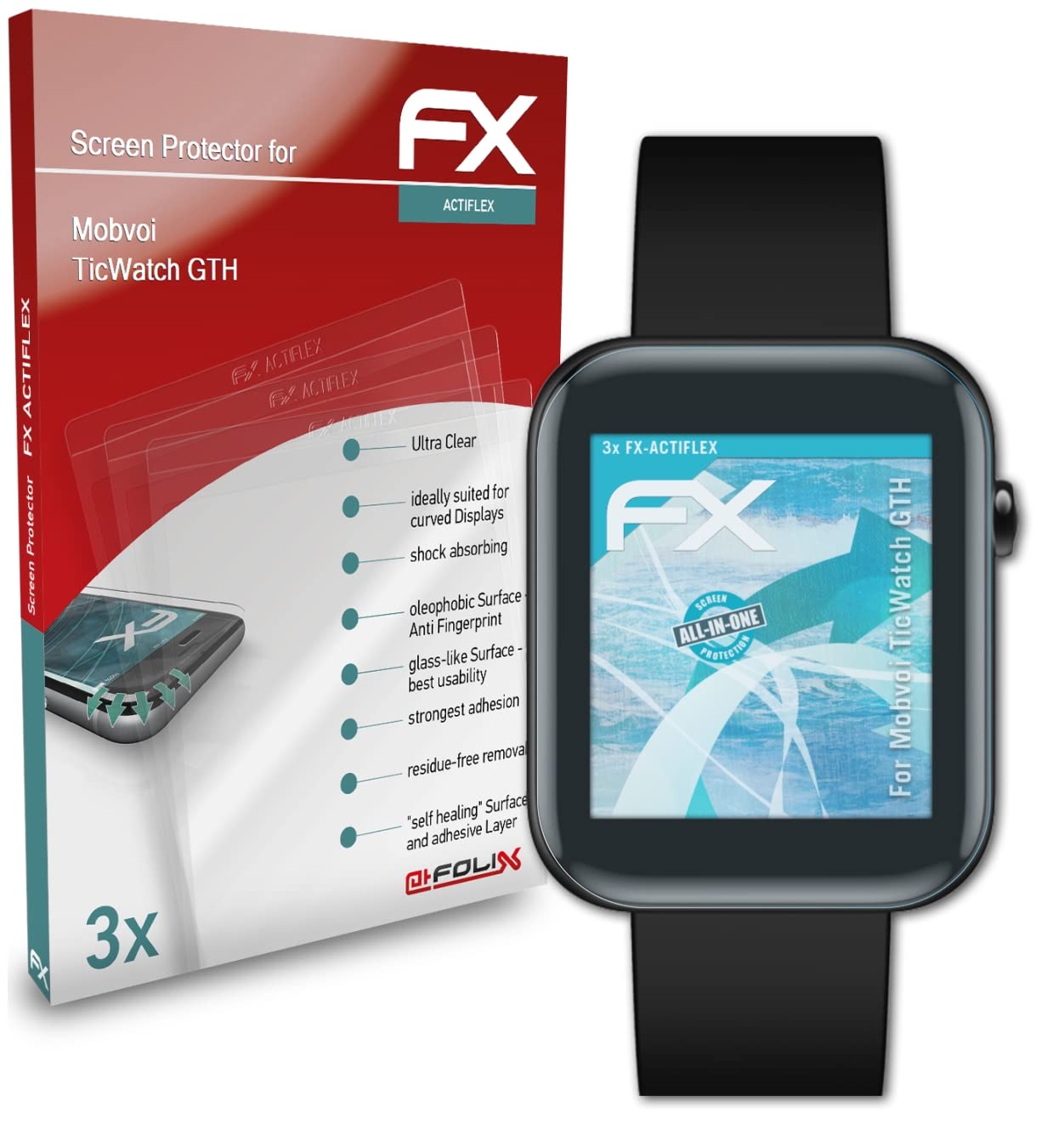 Ultra Clear & Flexible FX Screen Protector Film (3-Pack) for Mobvoi TicWatch GTH - Scratch-Resistant, Bubble-Free Protection for Smartwatch | Perfect for Workouts, Outdoor Activities & Daily Wear