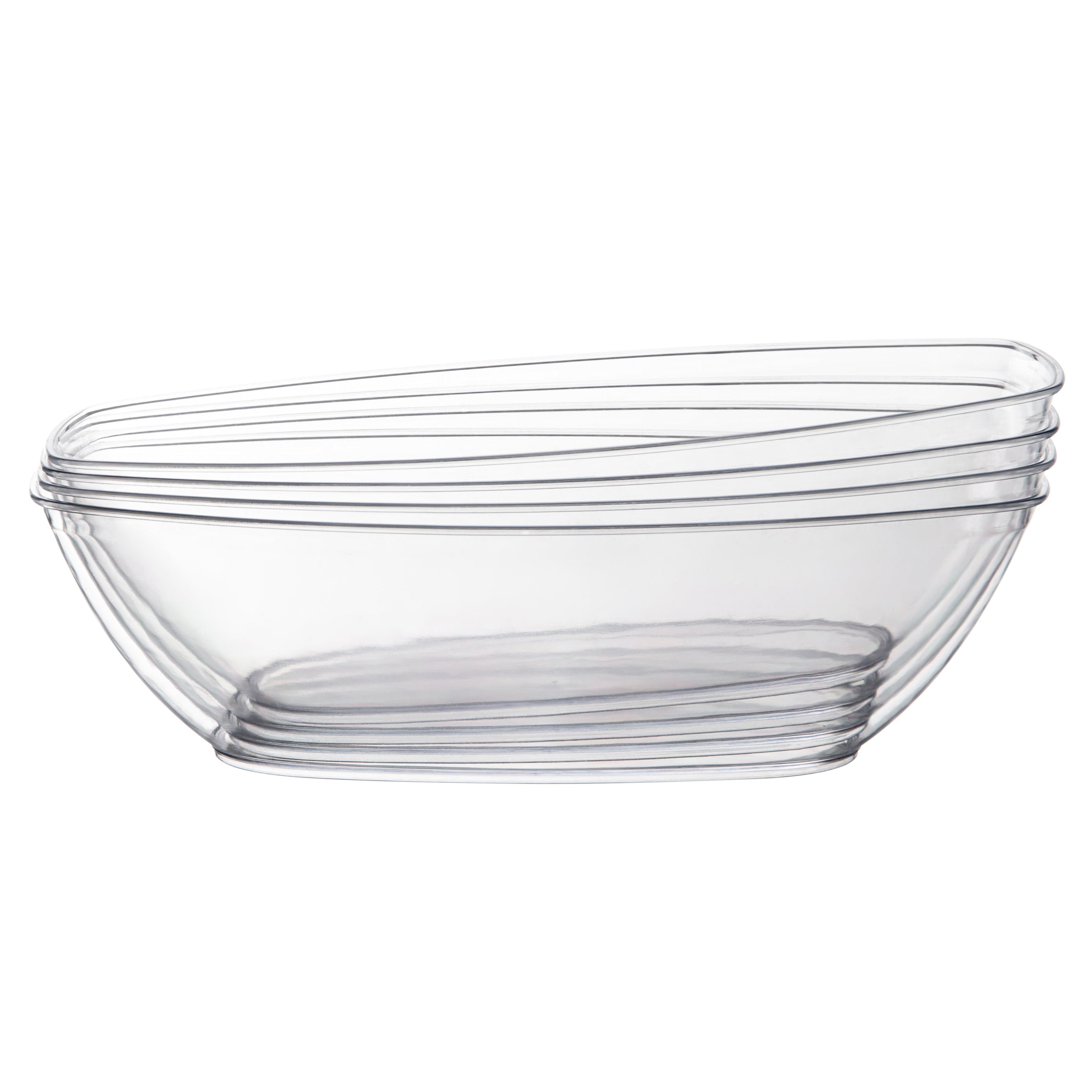 72 oz. Clear Oval Salad Bowl - Set of 4 | Large Serving Bowl for Salads, Pasta, Fruit & Party Dishes | Durable Plastic Food Container for Kitchen & Entertaining