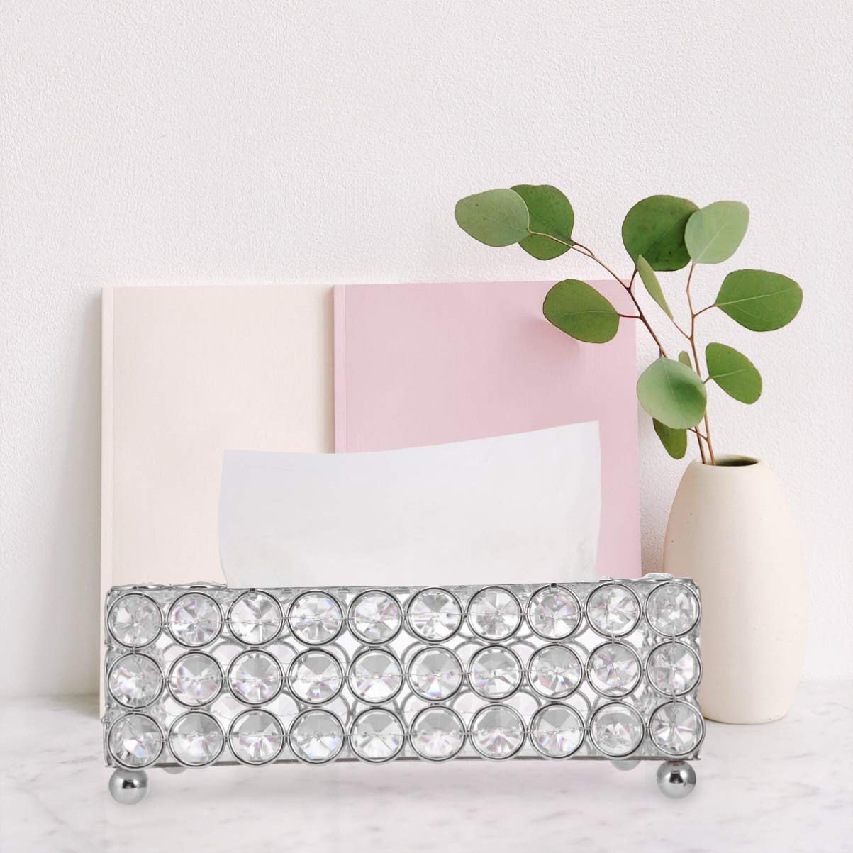 Healifty 1-Piece Crystal Tissue Box Holder - Elegant Hollow Design for Paper Drawer Storage - Perfect for Living Room, Bedroom, and Office Decor