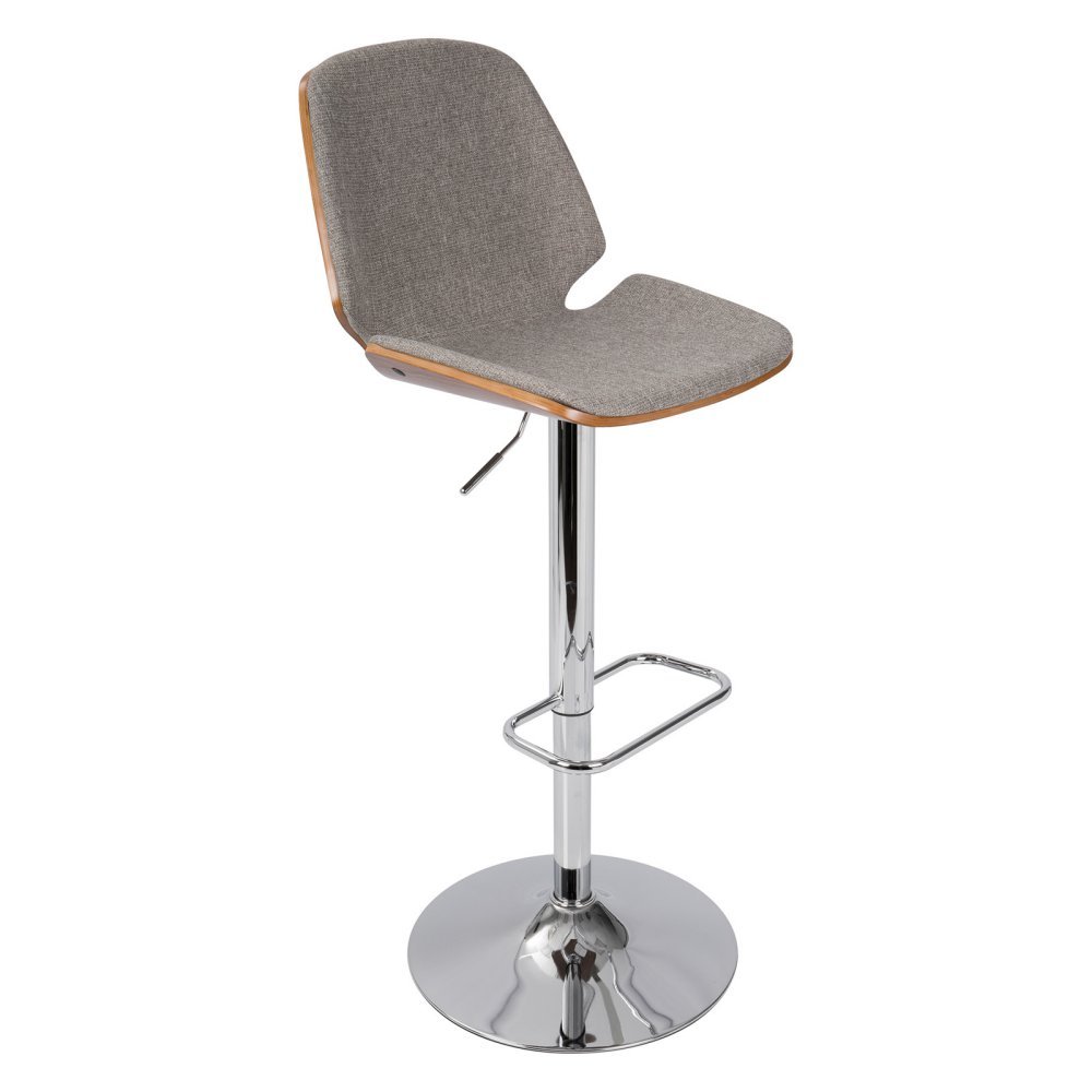 LumiSource Serena Adjustable Swivel Bar Stool - Chrome Metal Bar Chair with Height Adjustment for Kitchen Island, Home Bar & Counter Dining