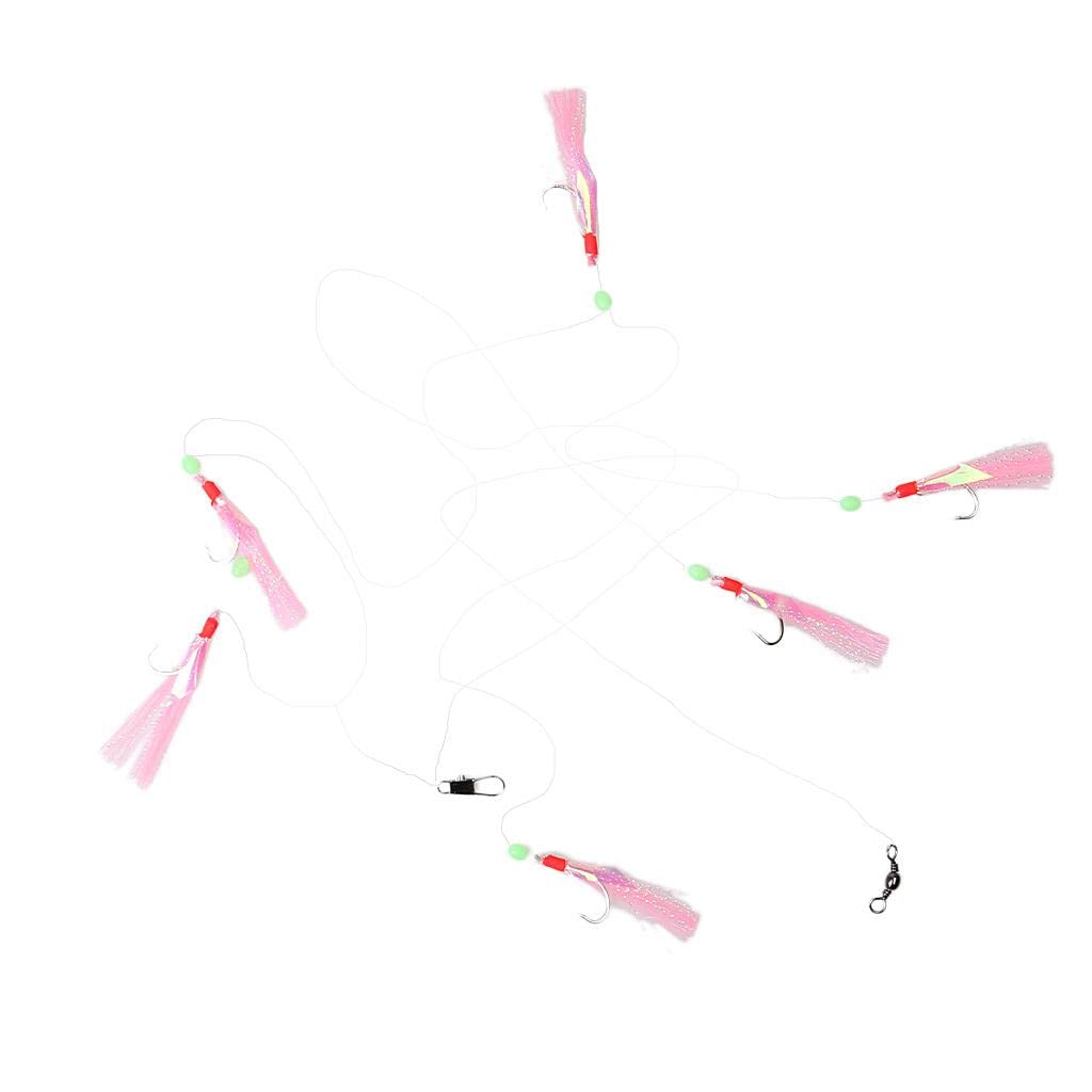 Ubersweet® Shining Saltwater Fishing Rigged Lure Sabiki Rigs with 6 Hooks 16# - Premium Bait for Saltwater Fish Like Mackerel, Sardines & Herring - Perfect for Pier, Boat & Deep Sea Fishing (54009663JEL)