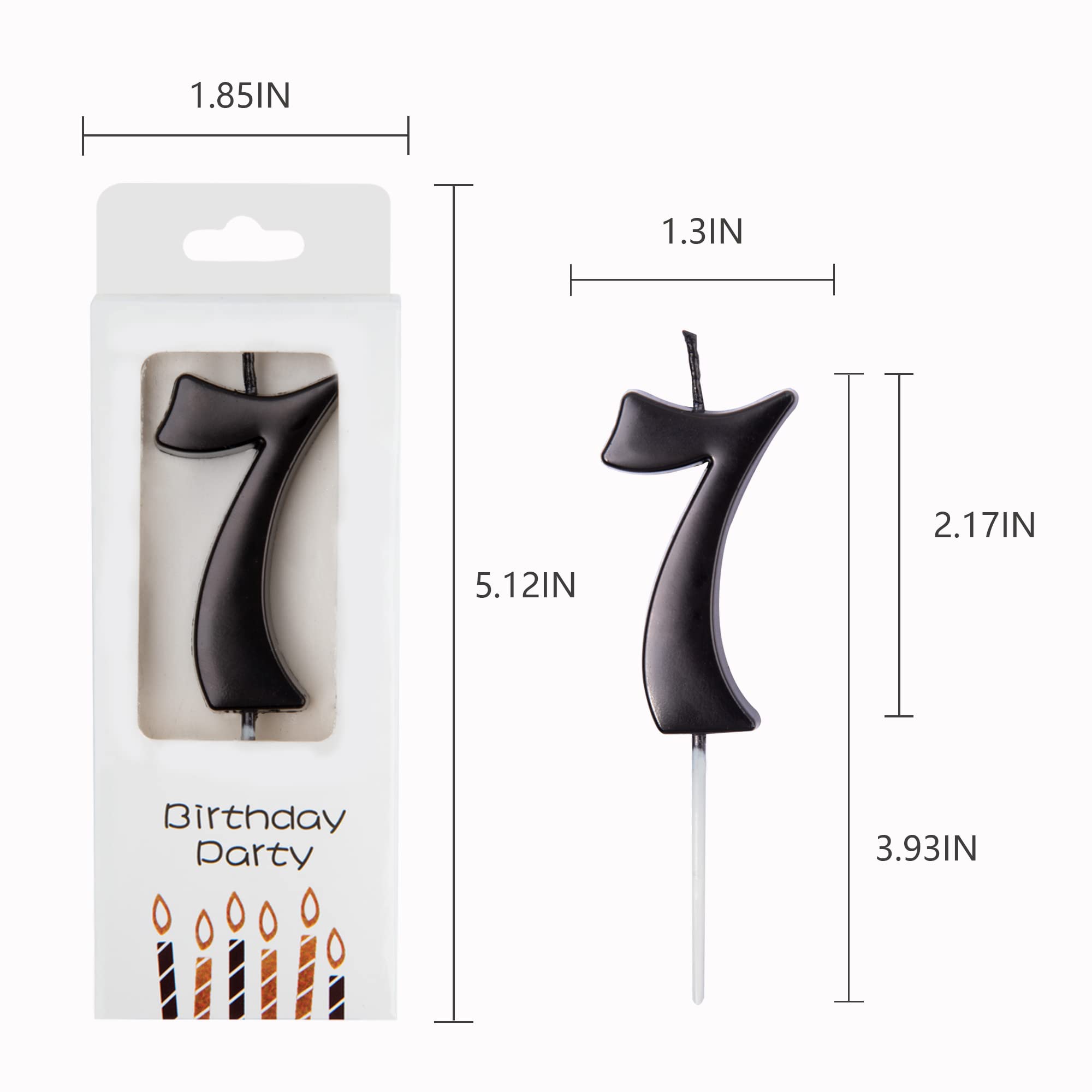 Black Number Birthday Candles 10-Count 0-9 for Parties & Baby Showers