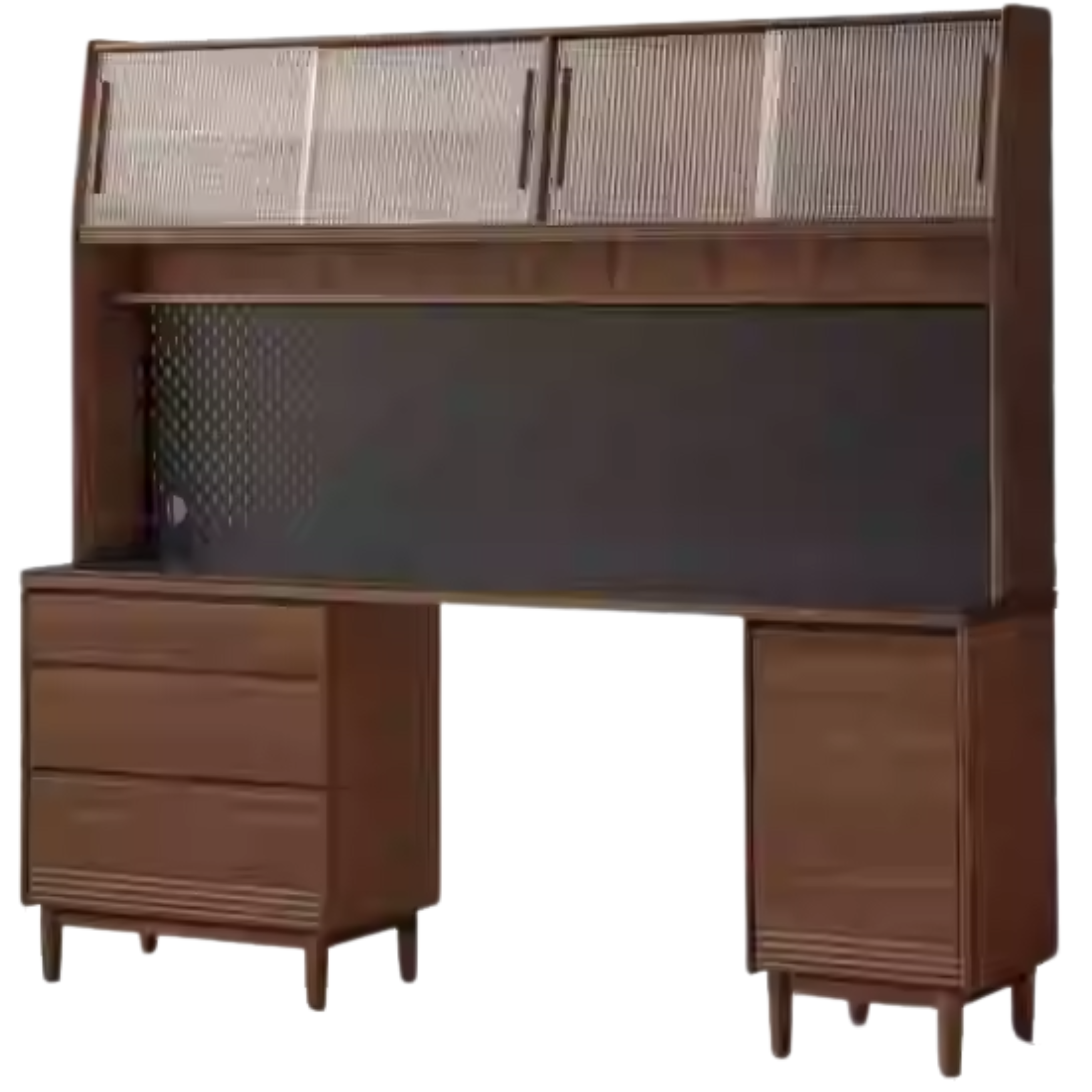 Premium Black Walnut & Oak Solid Wood Storage Cabinet - Luxury Style Rock Plate Design for Living Room, Bedroom & Office Organization