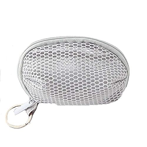 Portable Mesh Coin Purse for Women - Mini Makeup Bag with Sponge Puff Storage, Cosmetic Pouch for Powder & Beauty Essentials (Light Grey) | Perfect for Travel, Gym & Everyday Organizer