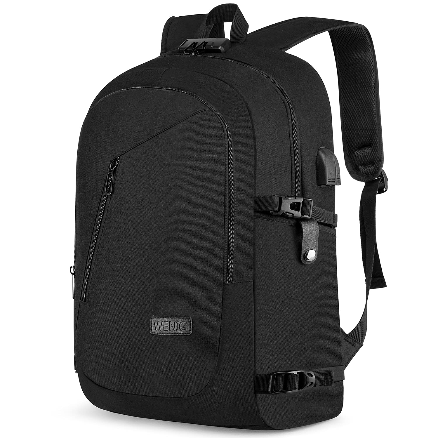 17.3 Inch Large Laptop Backpack with USB Charging Port - Anti-Theft Water Resistant Business Travel Backpack for Men & Women - Durable Heavy Duty Computer Bag with Big Capacity (Black) - Perfect for Work, College, Commuting & Airplane Travel