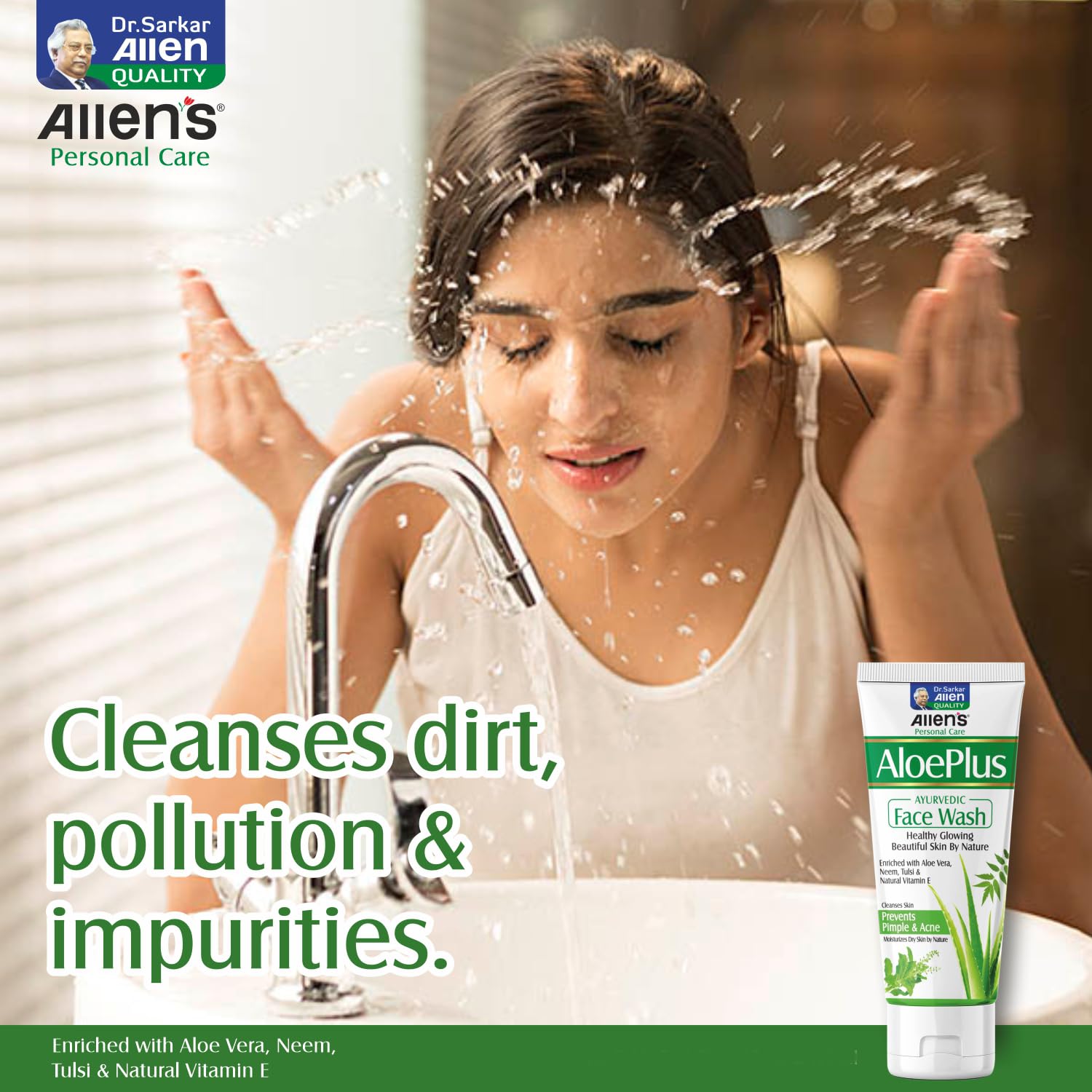 AloePlus Ayurvedic Face Wash (100ml X 2) - Gentle Cleansing for Acne-Prone Skin | Removes Dirt, Pollution & Impurities | Natural Ayurvedic Formula for Clear Skin | Perfect for Daily Skincare Routine & Travel