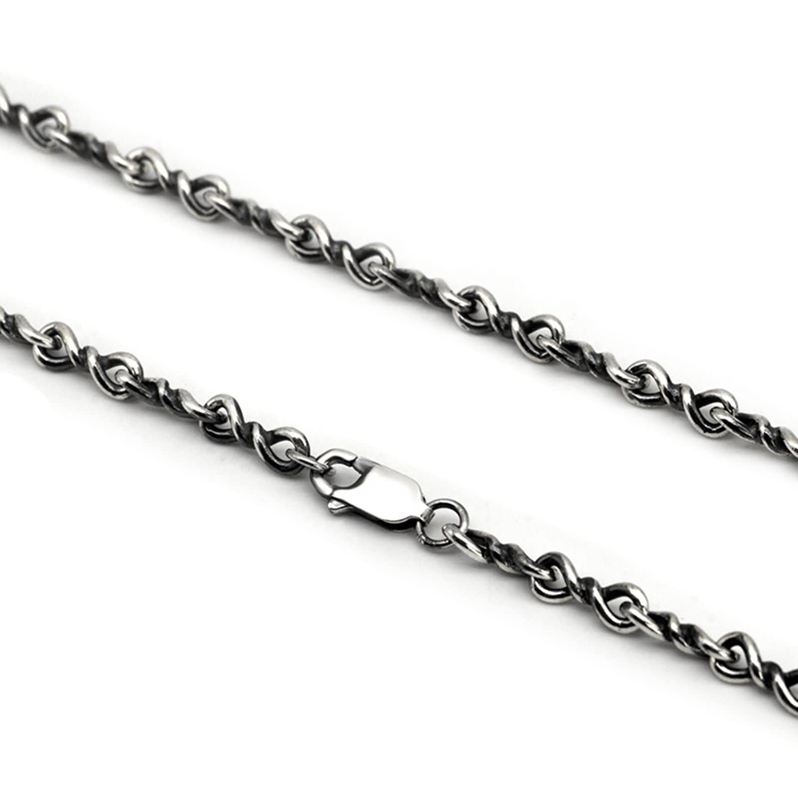 Chunky 4mm Sterling Silver Chain Necklace for Men - 18 Inch Gothic Style Link Necklace for Punk, Rock & Everyday Wear