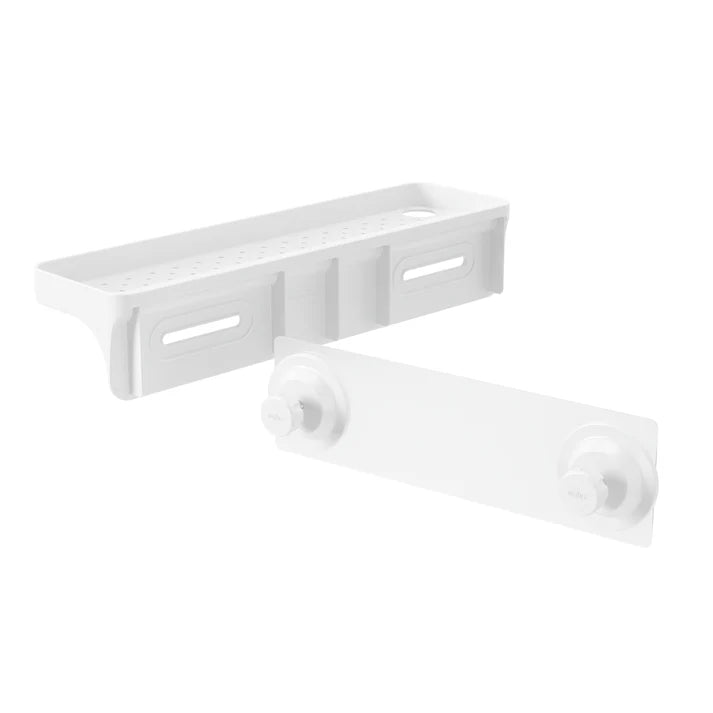 Flex Adhesive Shelf - White | Wall Mount Organizer for Bathroom, Kitchen & Office | Strong Removable Storage Solution