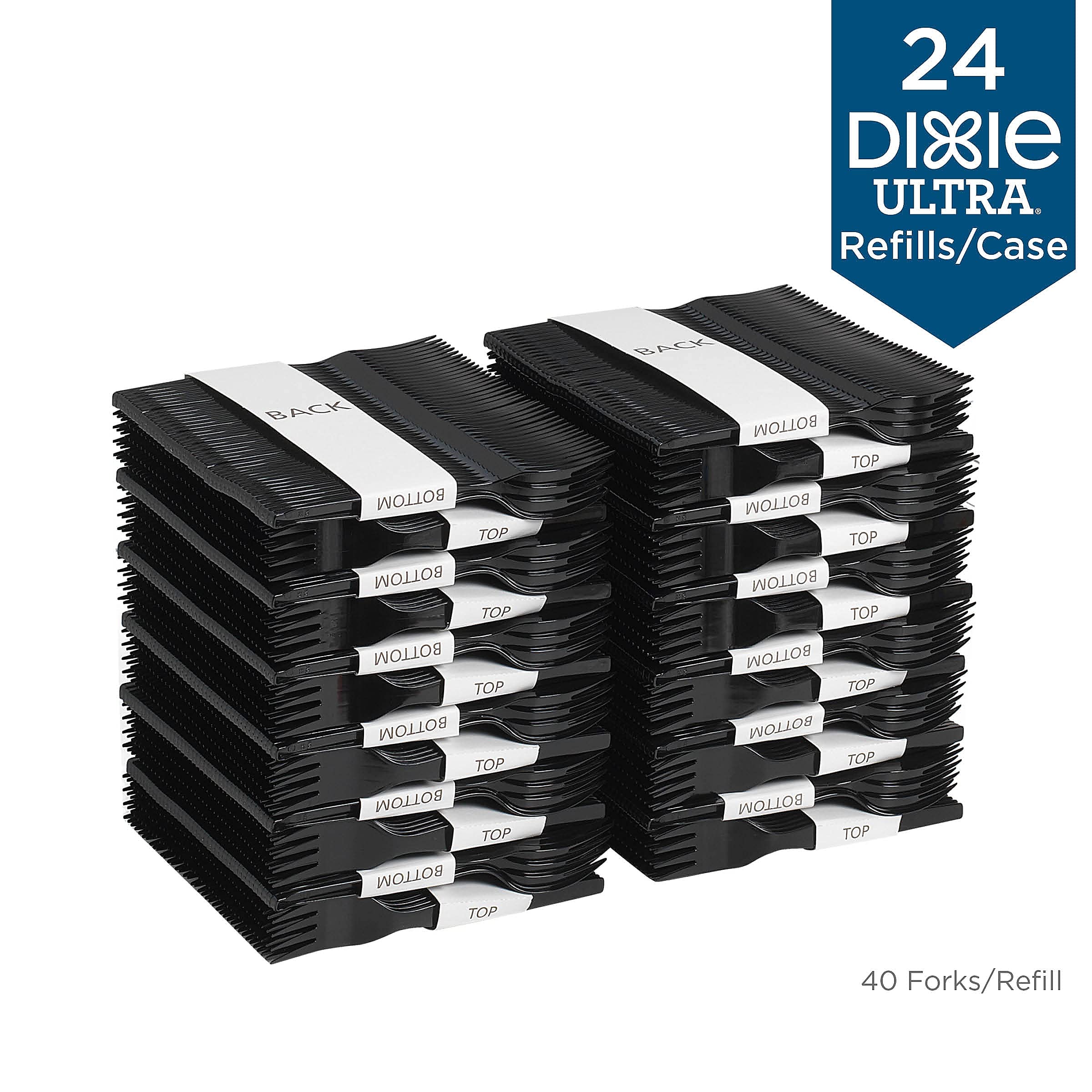 SmartStock Black Plastic Cutlery Dispenser Refill - 100 Pack Disposable Forks for Parties, Picnics, Catering & Office Use