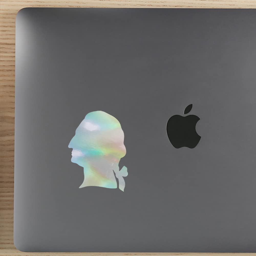 Premium George Washington Hologram Silhouette Vinyl Decals (Set of 2) - Waterproof Stickers for Laptop, Phone, Helmet, Car Window, Bumper, Mug, Cup, Door & Wall Decor - Perfect for Patriotic Home Office, School Projects & Gift Giving