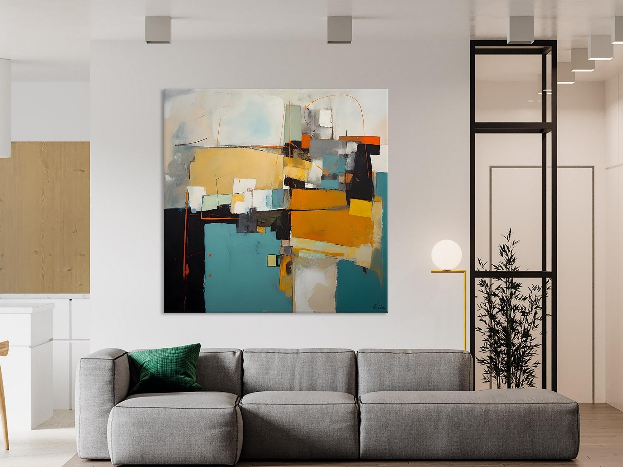 Modern Abstract Canvas Wall Art for Living Room - Extra Large Acrylic Painting - Handmade Contemporary Home Decor - Perfect for Bedroom, Office & Lounge Areas