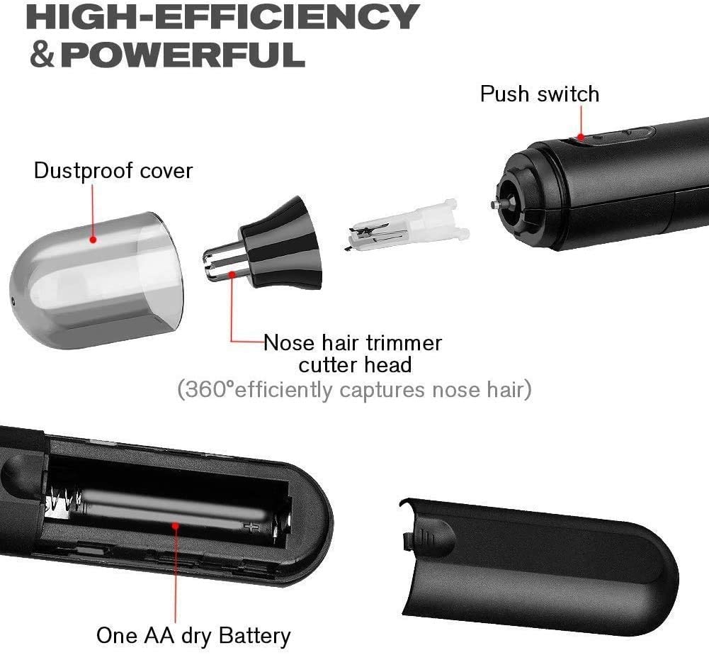 Painless Electric Nose & Ear Hair Trimmer for Men & Women - Rechargeable Battery, Dual Edge Blades with Cleaning Brush - Perfect for Travel, Grooming & Personal Care