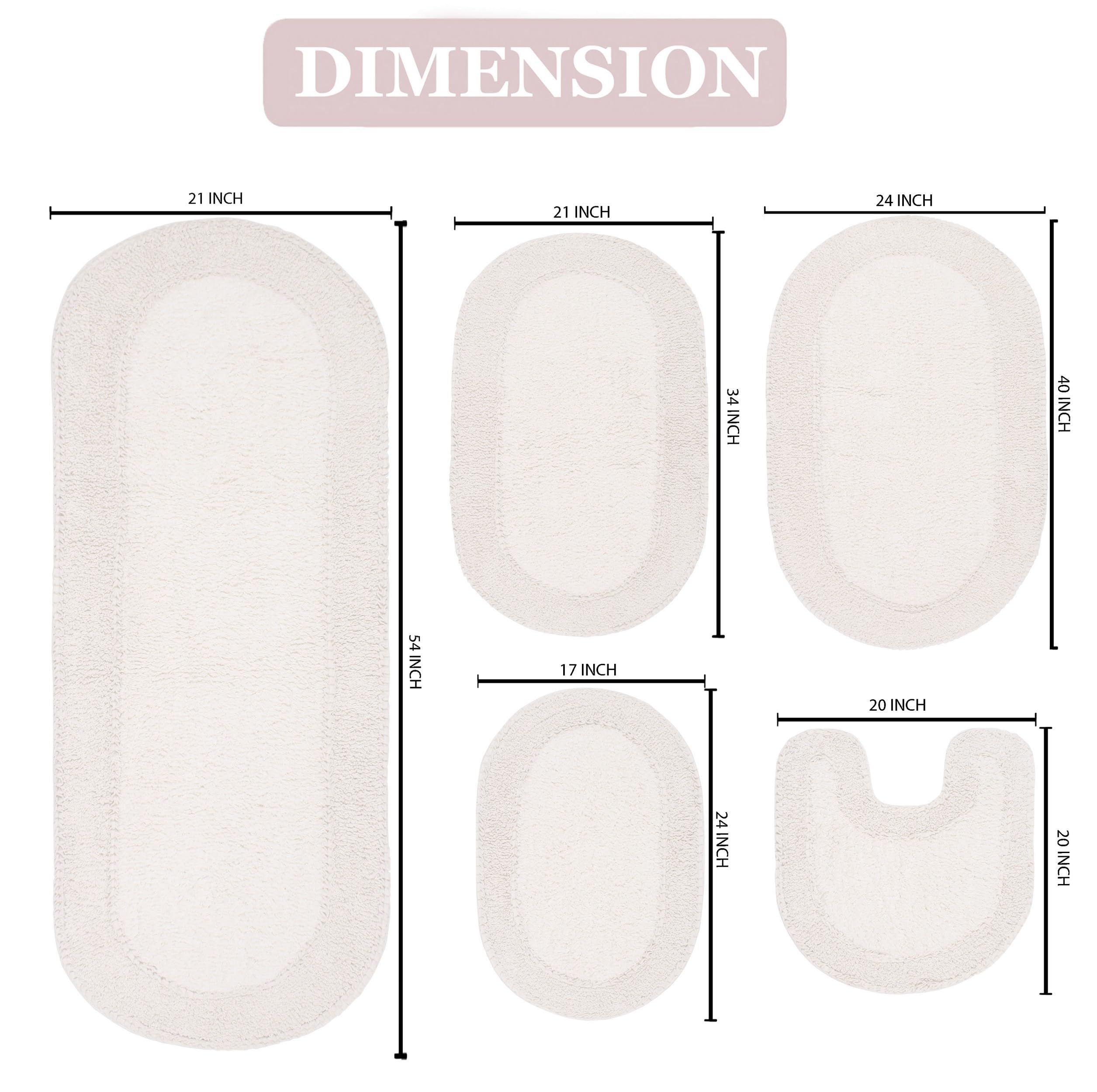 Premium 100% Cotton Double Ruffle Bathroom Rug Set - Ultra Soft & Absorbent Non-Slip Bath Mat, Washable Kitchen & Bath Floor Mat (24