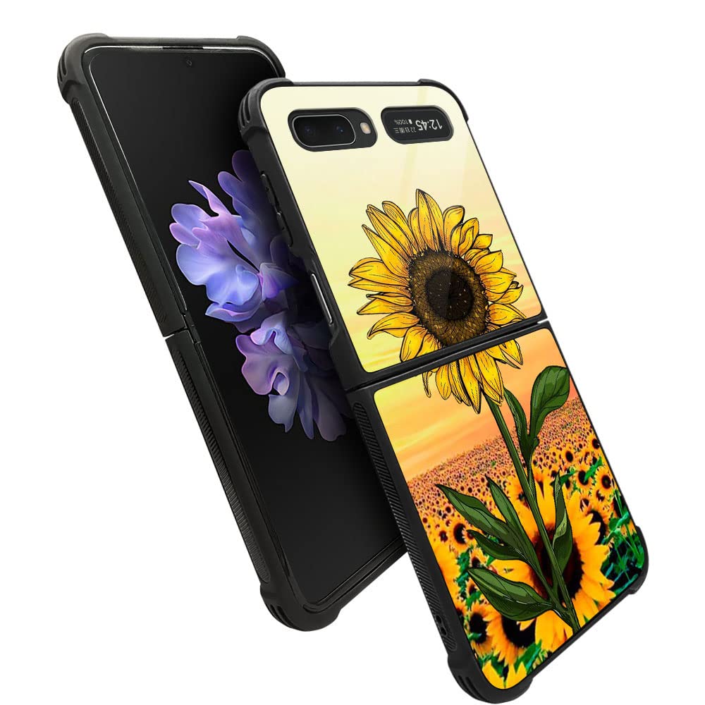 Military-Grade Protective Case for Samsung Galaxy Z Flip 5G - Shockproof Corners, Anti-Scratch Cover with Sunflower Design | Perfect for Outdoor Activities, Travel & Daily Use