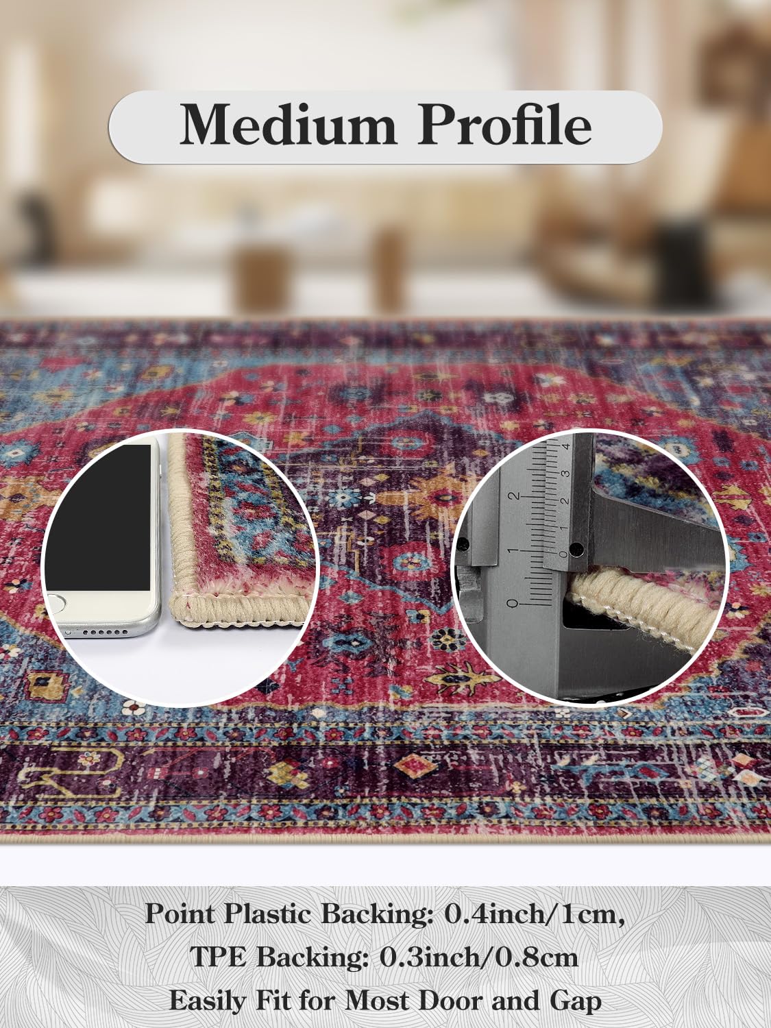 Lahome 2x6 Non-Slip Washable Runner Rug for Hallway, Kitchen, Entryway, Bathroom & Laundry - Machine Washable Oriental Print Carpet in Hot Pink | Perfect for High-Traffic Areas & Home Decor